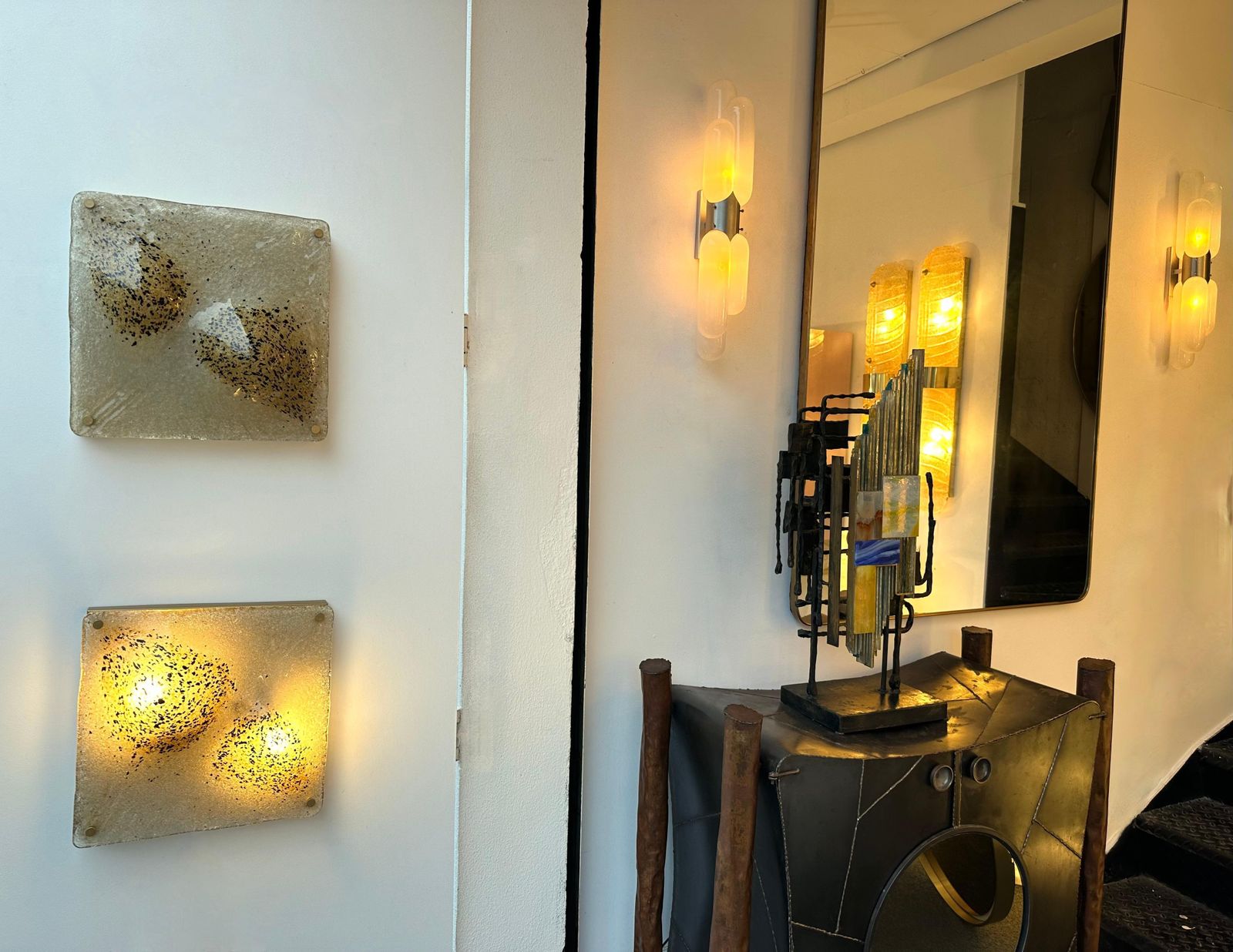 Pair Of Sconces Blumpy Murano Glass And Gilt Metal. Italy, 1970s photo furniture