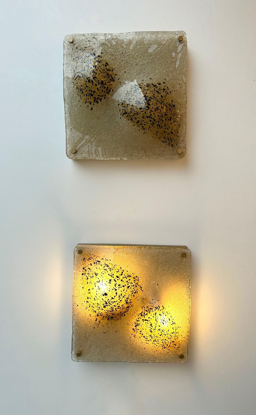 Pair Of Sconces Blumpy Murano Glass And Gilt Metal. Italy, 1970s photo Lighting