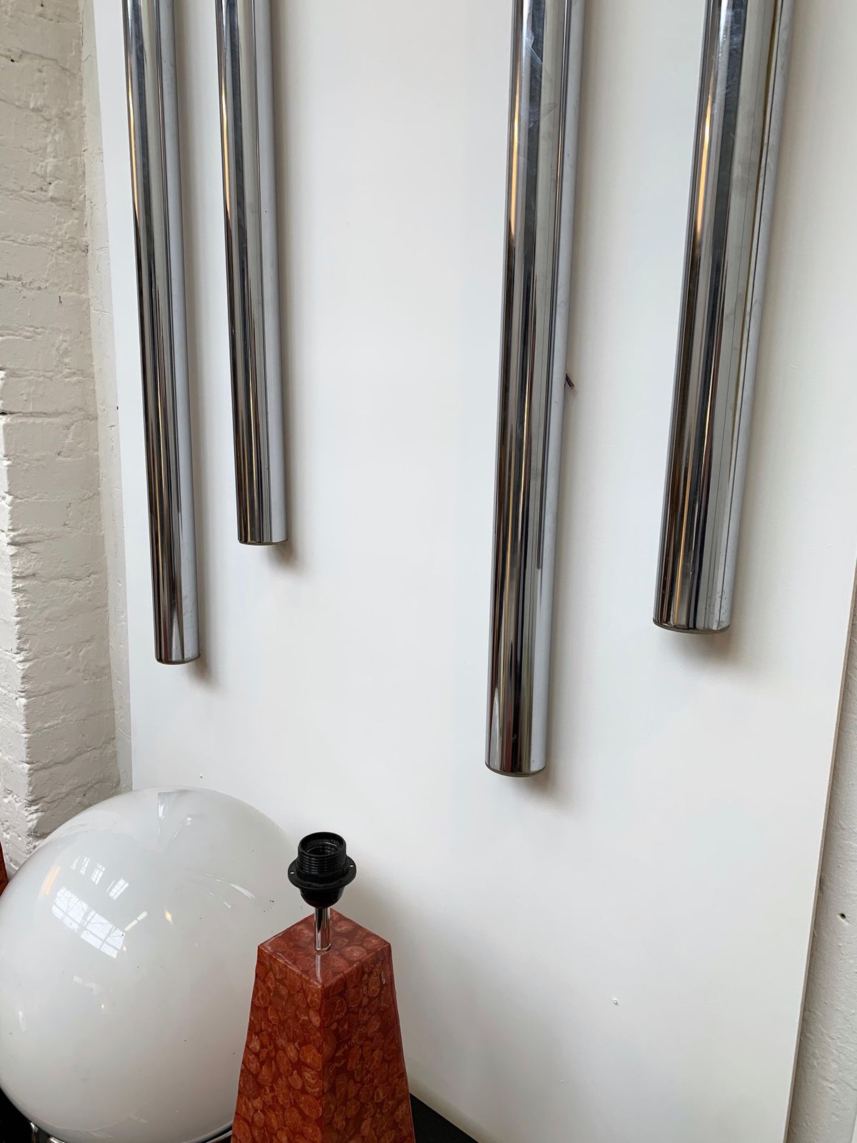 Large Pair Of Organs Metal Chrome Sconces By Reggiani, Italy, 1970s photo 3421.0