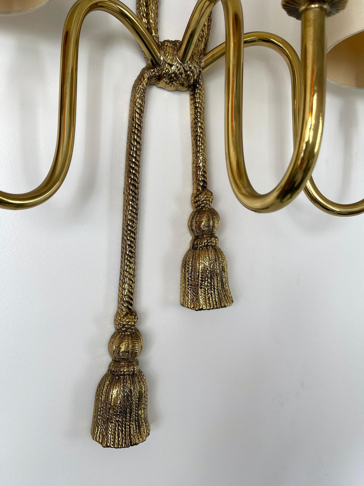 Pair Of Gilt Bronze And Brass Knot Sconces By Valenti. Spain, 1980s photo for sale