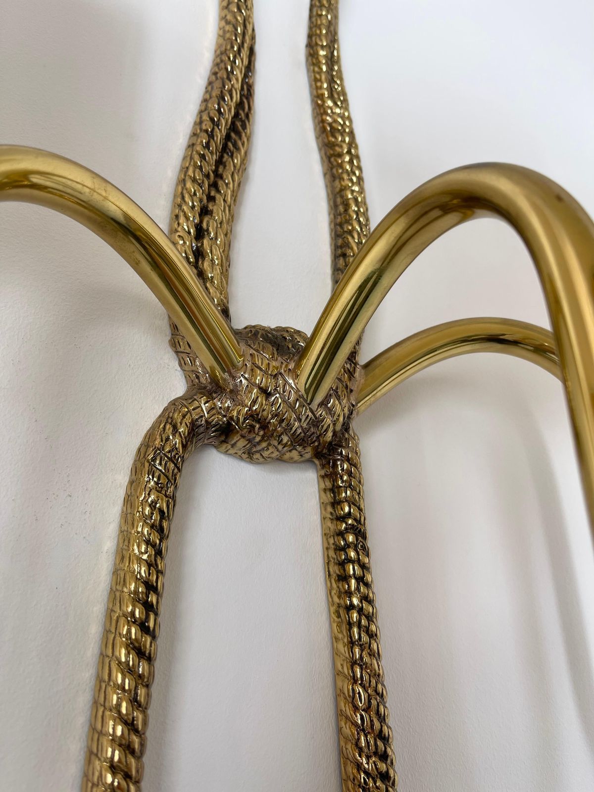 3764.0 Pair Of Gilt Bronze And Brass Knot Sconces By Valenti. Spain, 1980s photo