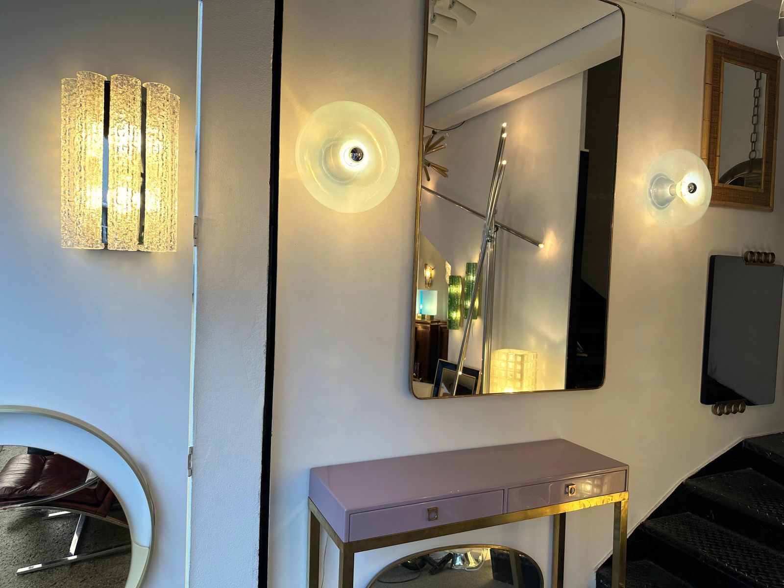 Pair Of Glass Tube And Metal Chrome Sconces By Doria Leuchten. Germany, 1970s photo for sale