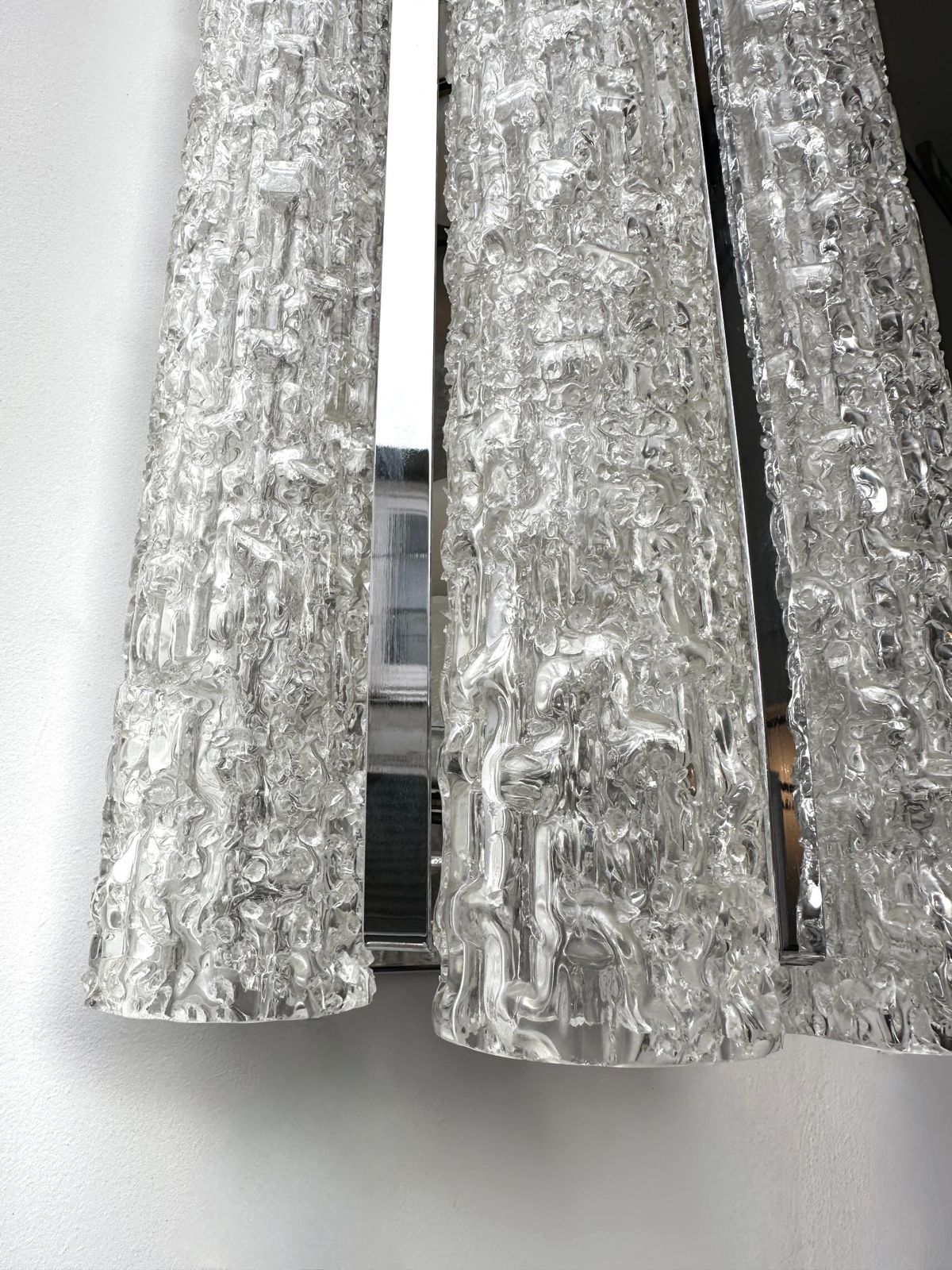photo for sale Pair Of Glass Tube And Metal Chrome Sconces By Doria Leuchten. Germany, 1970s