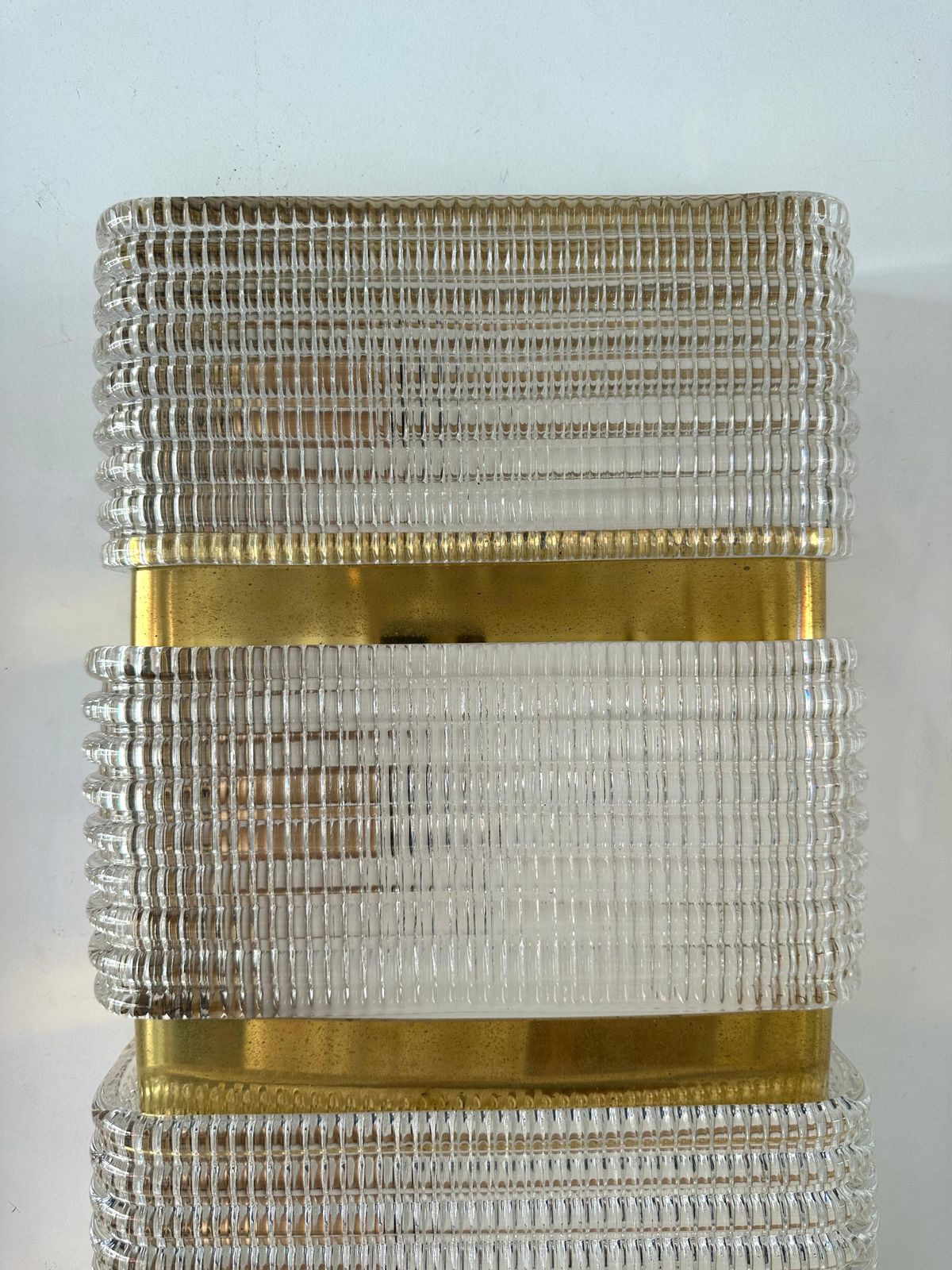 photo furniture Contemporary Pair Of Brass And Murano Glass Sconces, Italy