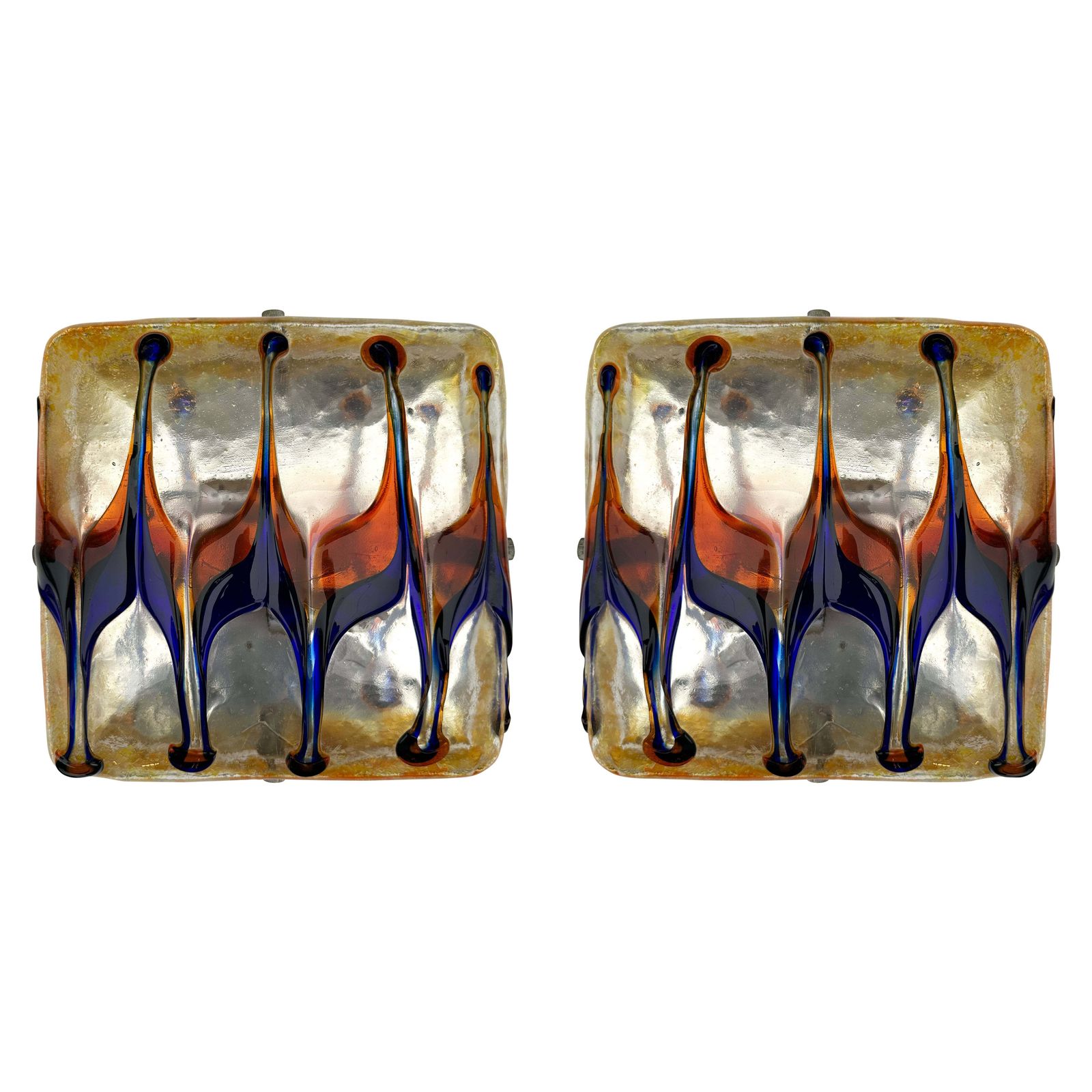 Pair Of Sconces Harlequin Murano Glass. Italy, 1970s