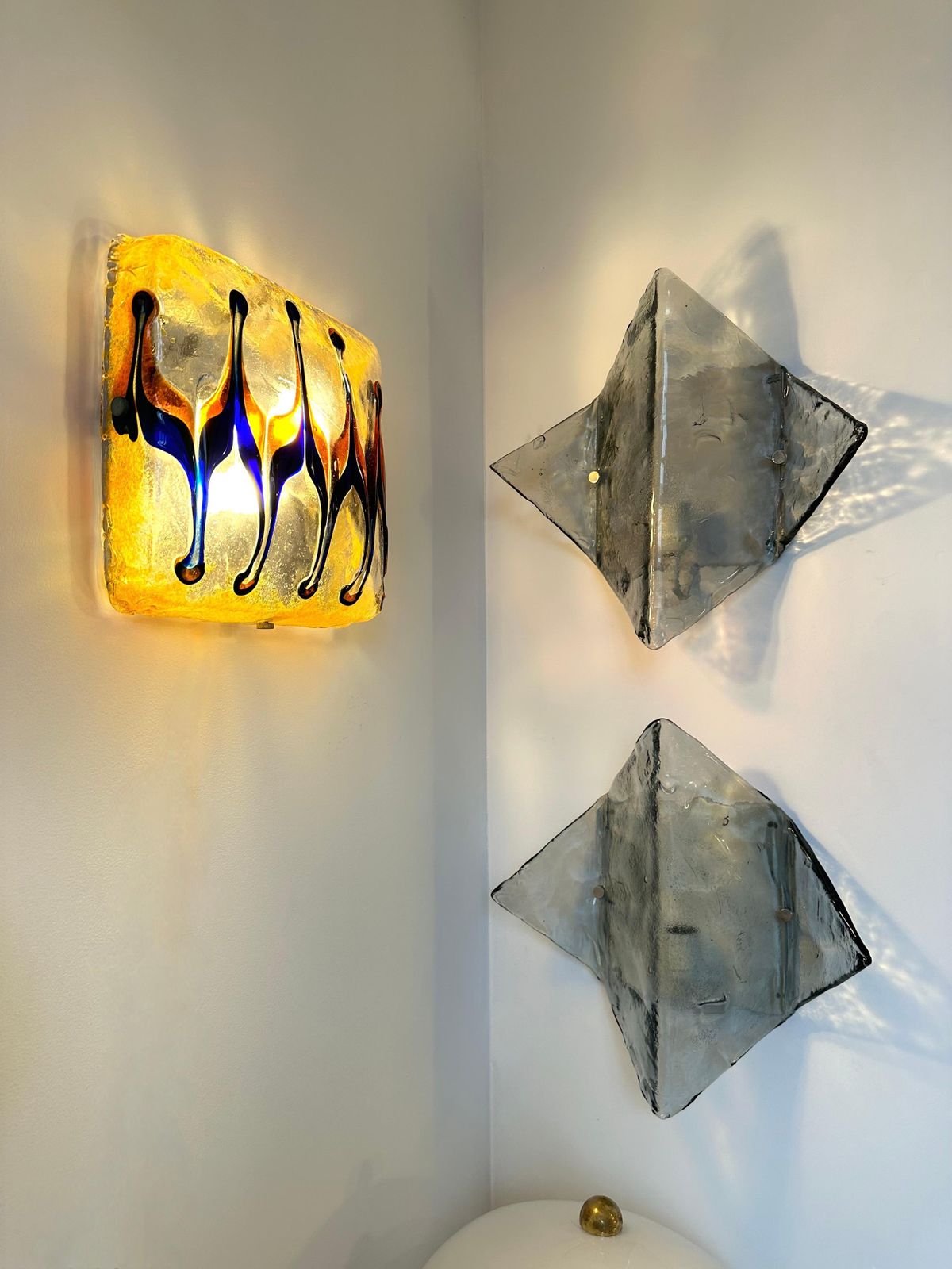 Pair Of Sconces Harlequin Murano Glass. Italy, 1970s photo Lighting
