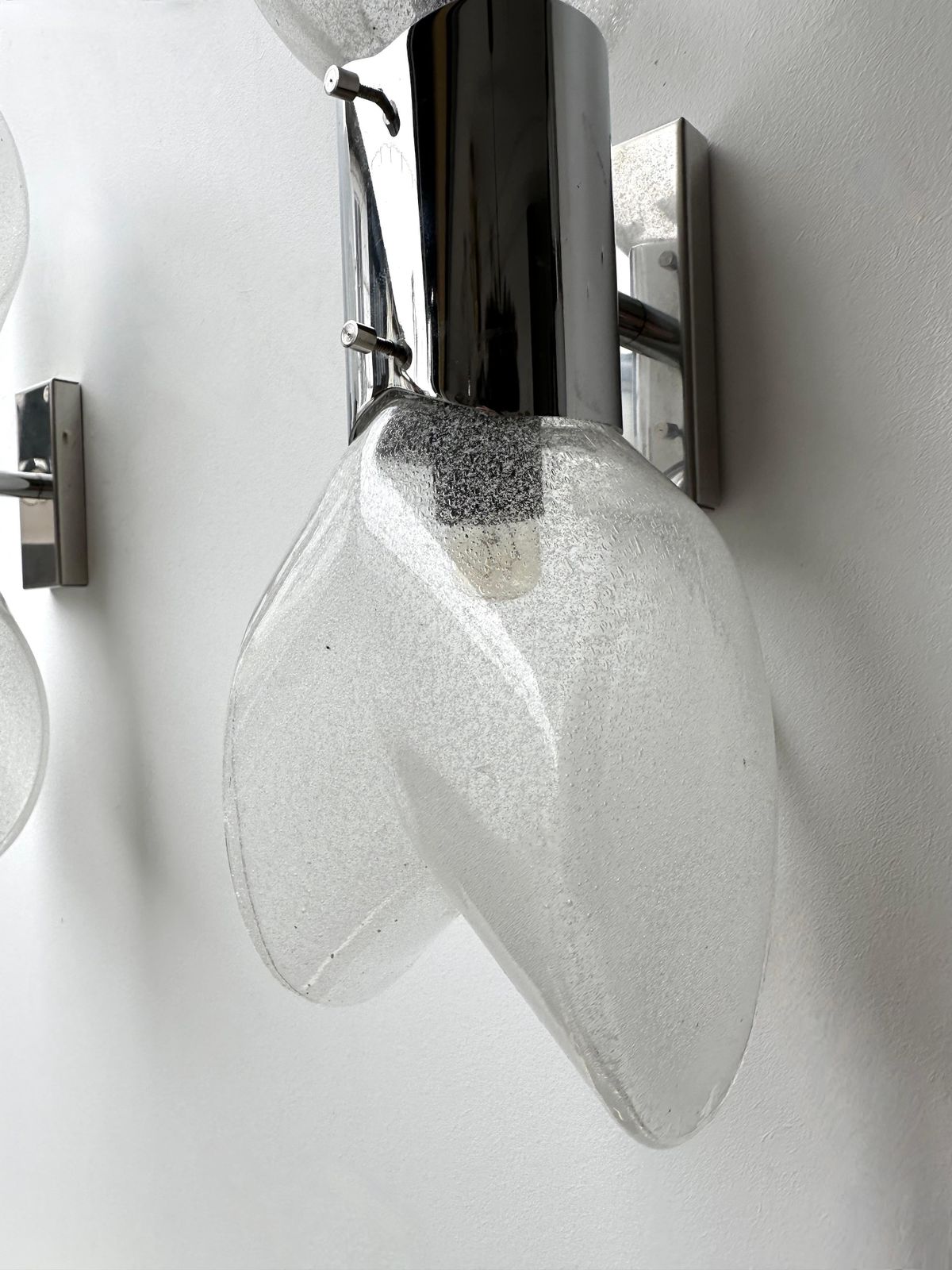 Pair Of Metal Sconces Murano Glass By Aldo Nason For Mazzega, Italy, 1970s photo buy