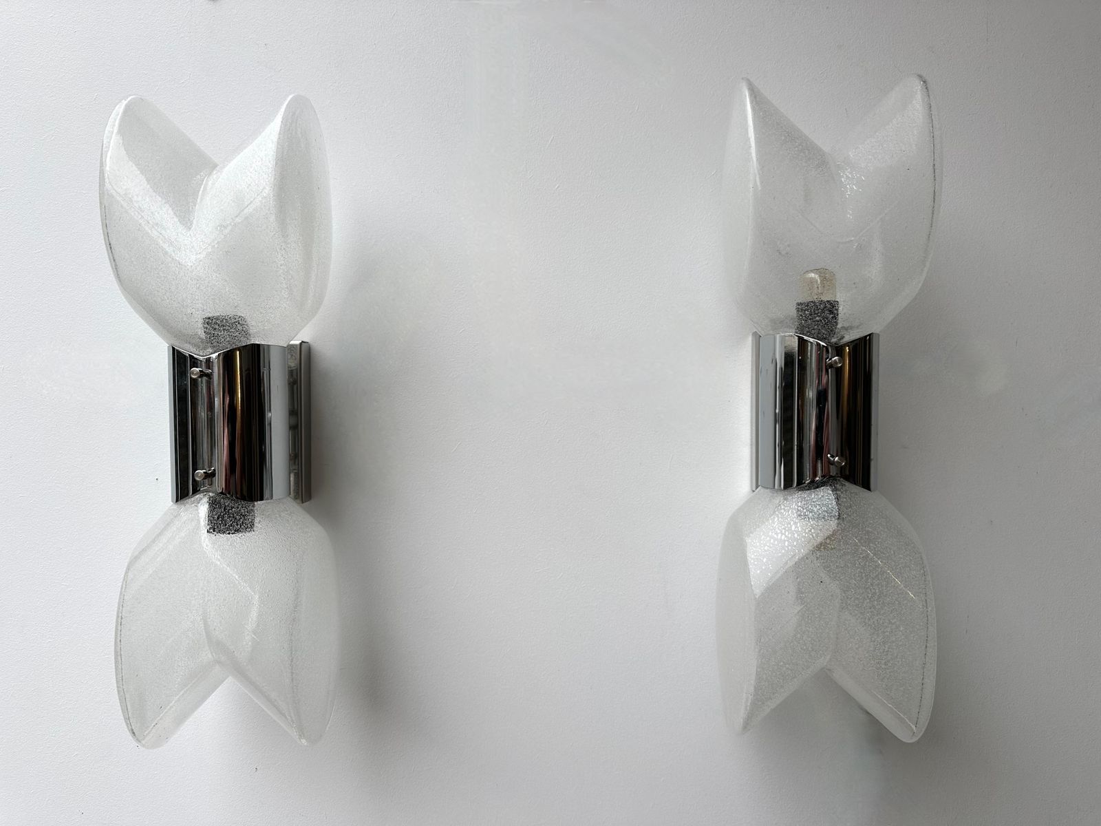4105.0 Pair Of Metal Sconces Murano Glass By Aldo Nason For Mazzega, Italy, 1970s photo