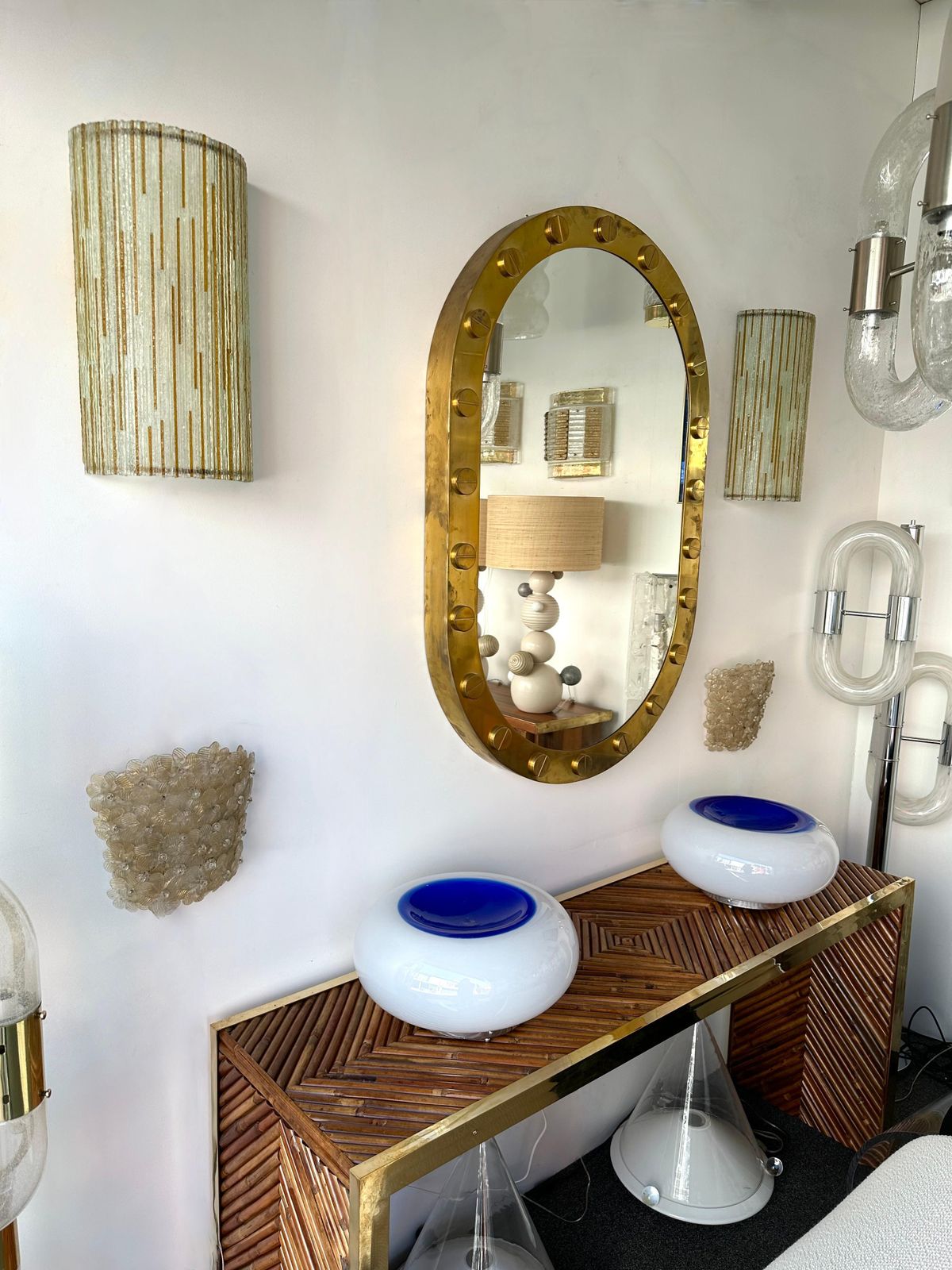 Large Pair Of Hammered Amber Glass Ice Sconces By Poliarte, Italy, 1970s photo Lighting