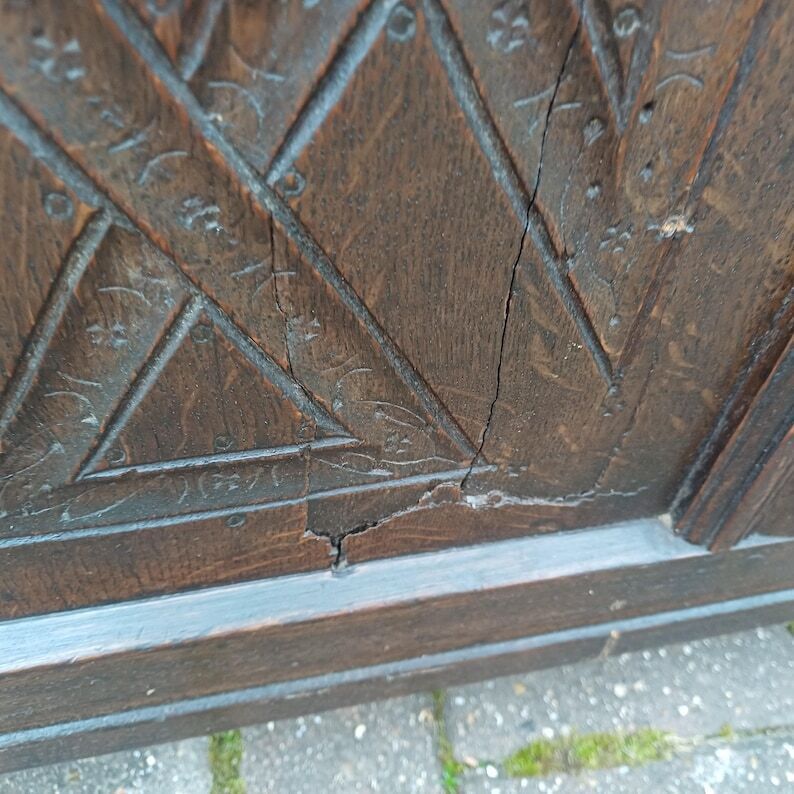 Huge Classic Antique Vintage Old English Oak Mid 19th Century Oak Trunk Or Coffer Free Hand Delivery photo 695.0
