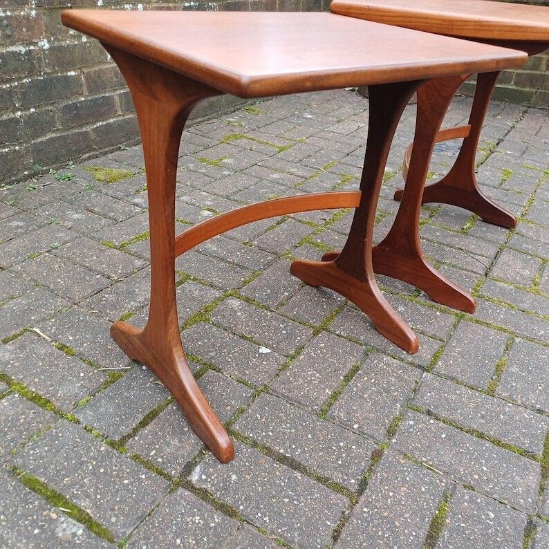 Pair Of Vintage Retro Mid Century Modern Teak Side Tables – Scandinavian Style Maybe G Plan photo for sale