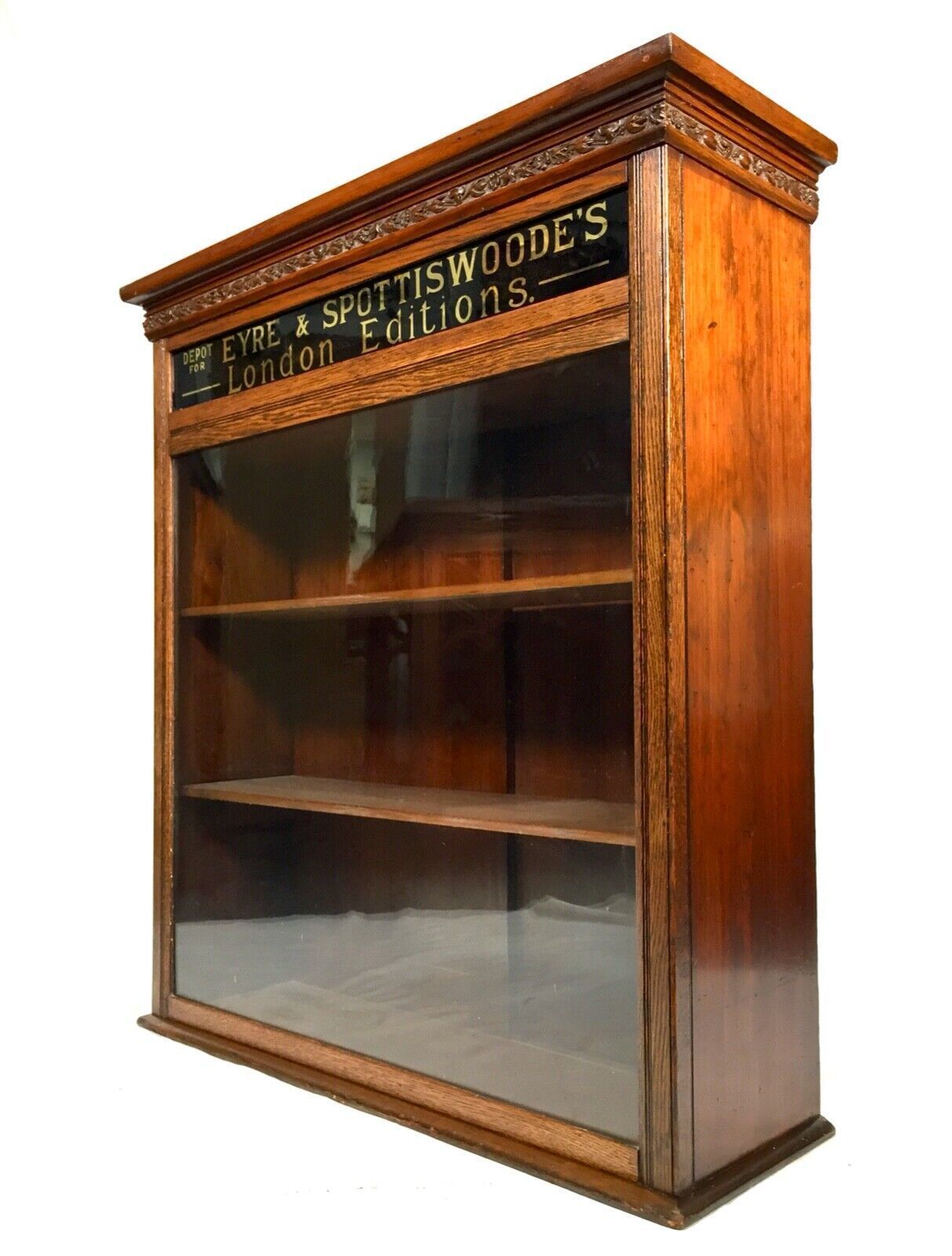 Antique Advertising Shop Display Cabinet Bookcase For Eyre & Spottiswoode C.1900 photo for sale
