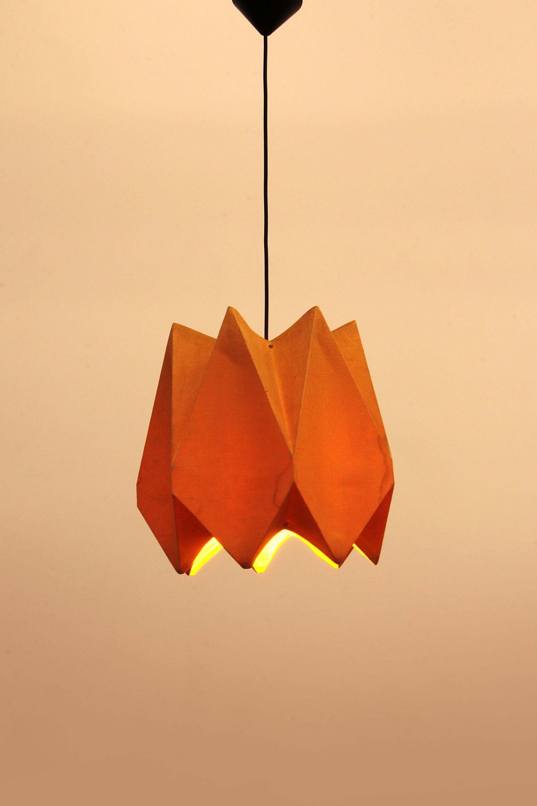 Orange Vintage Fabric Hanging Lamp, 1960s photo for sale