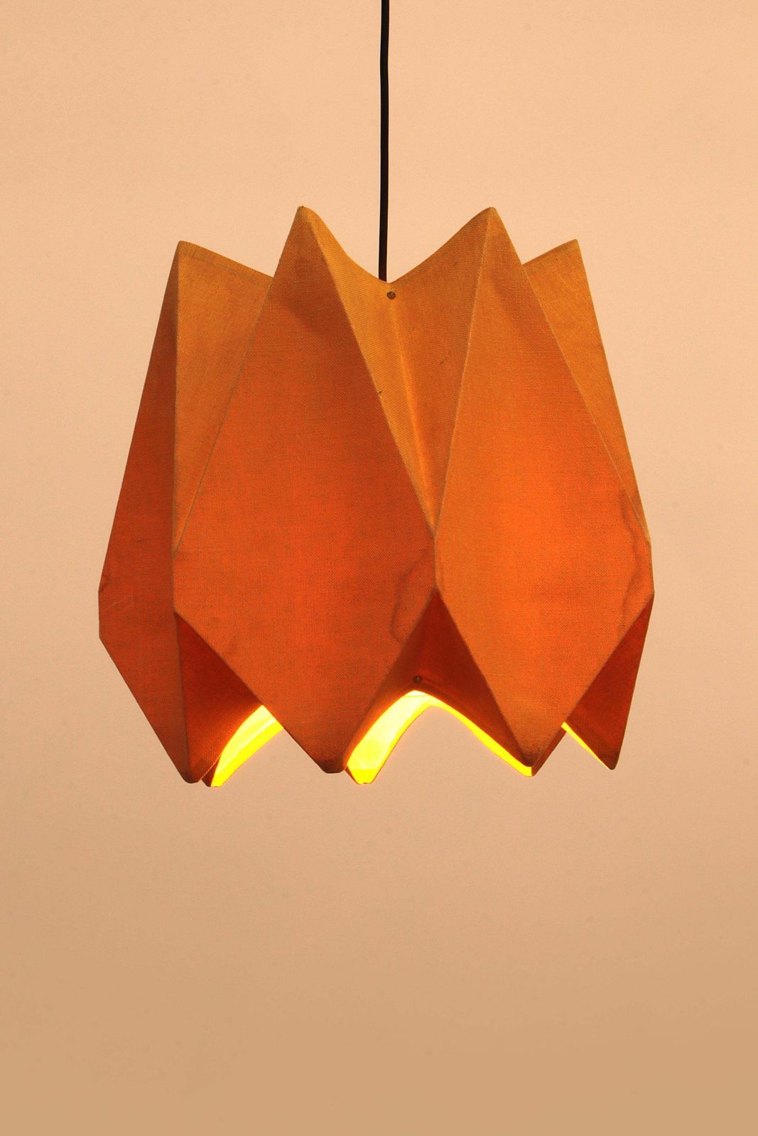 Orange Vintage Fabric Hanging Lamp, 1960s photo Lighting