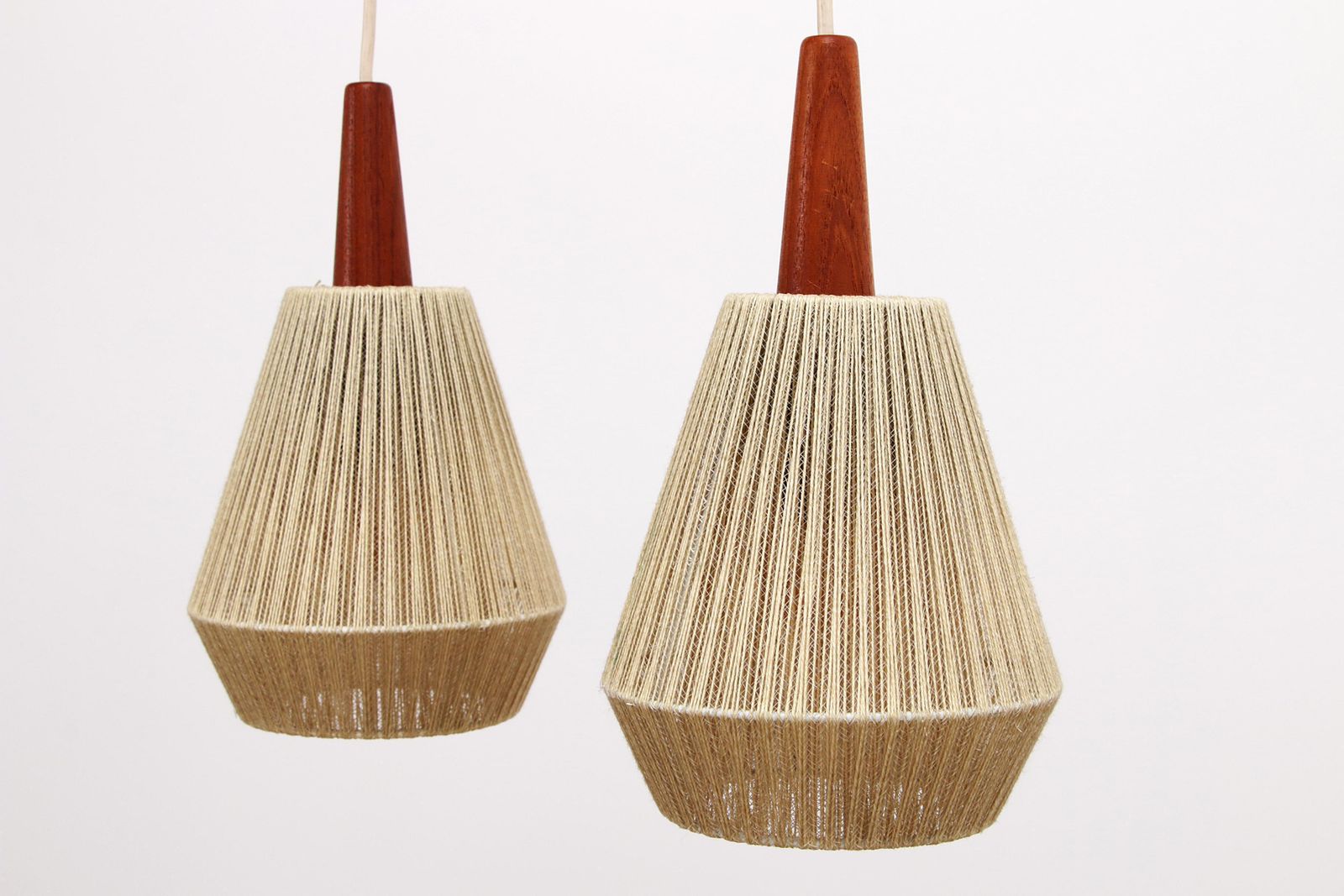 Vintage Hanging Lamp With Two Shades And Teak, 1960s Sweden photo 424.0