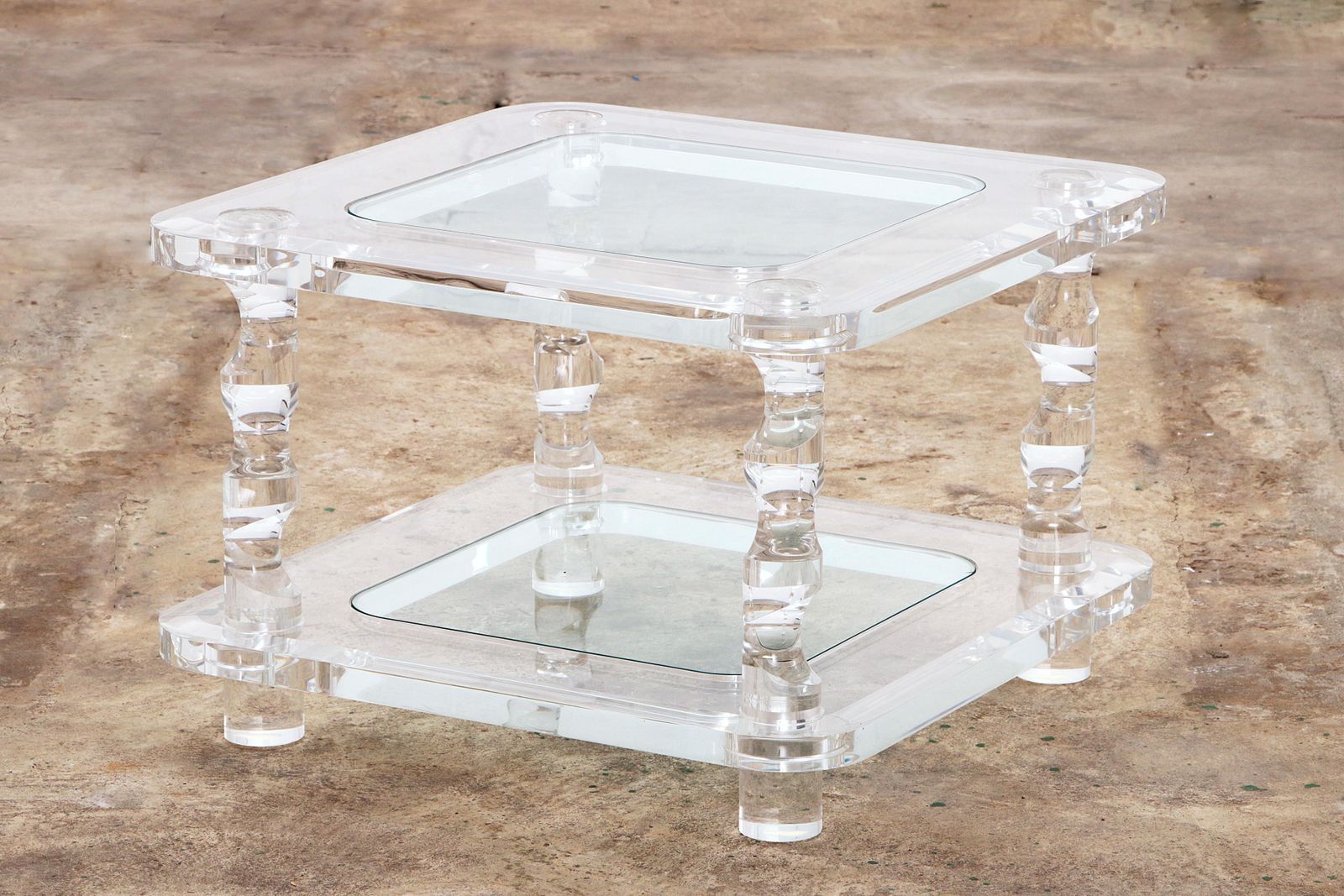 French Coffee Table Lucite And Glass Maison Romeo, 1970s photo for sale