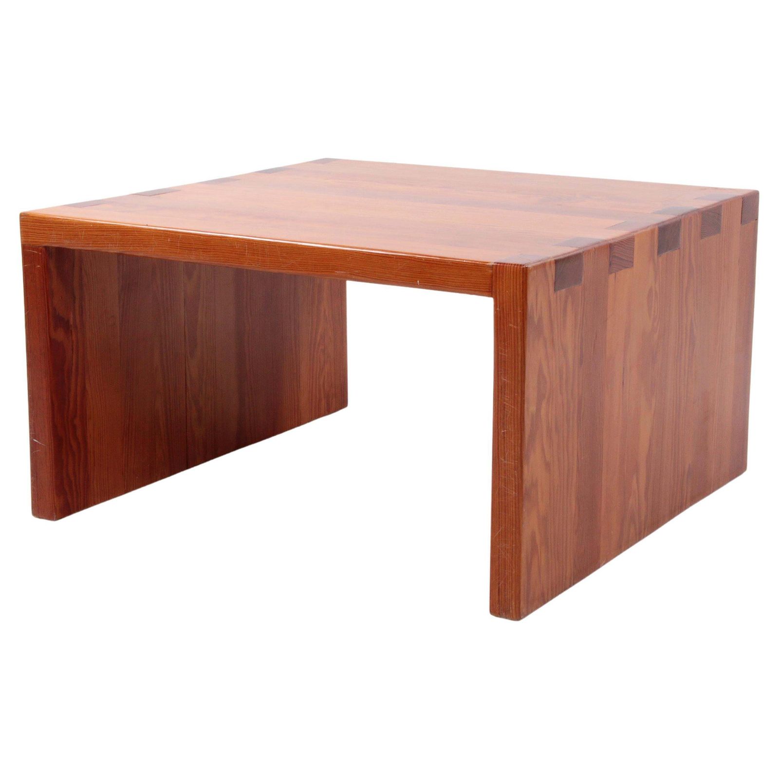 Brutalist Pine Wood French Coffee Table, 1970 France