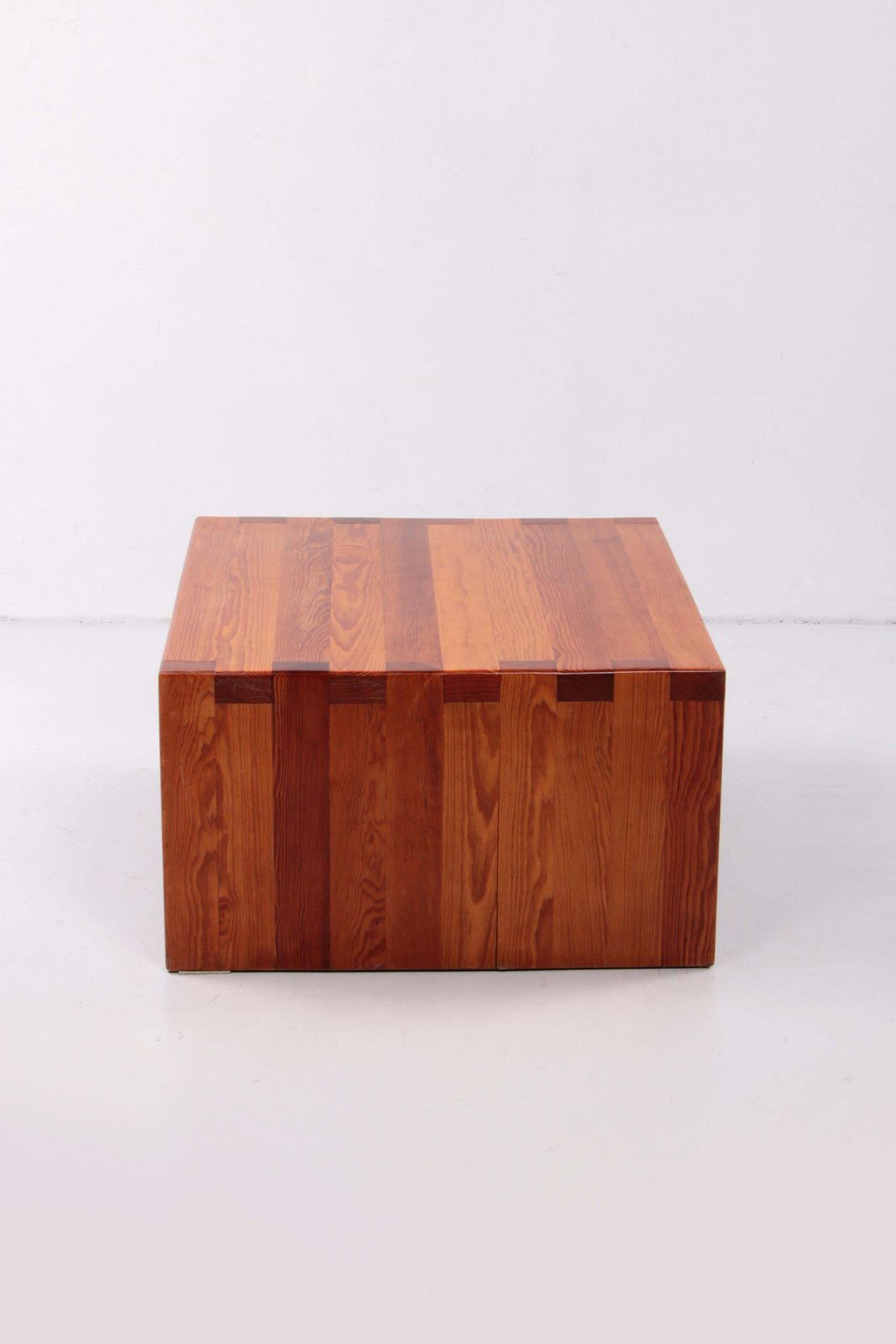 Brutalist Pine Wood French Coffee Table, 1970 France photo vinterior