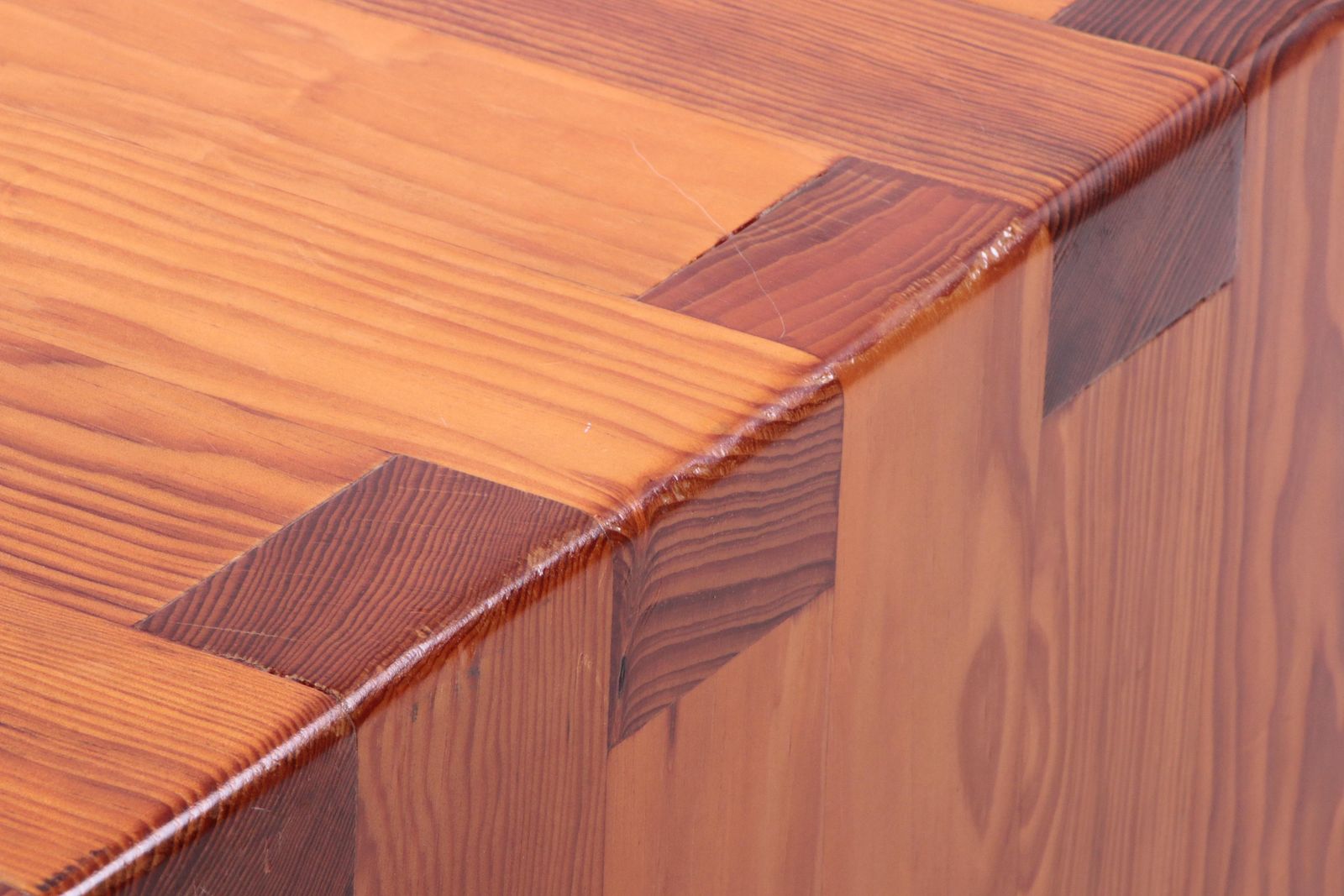 photo furniture Brutalist Pine Wood French Coffee Table, 1970 France