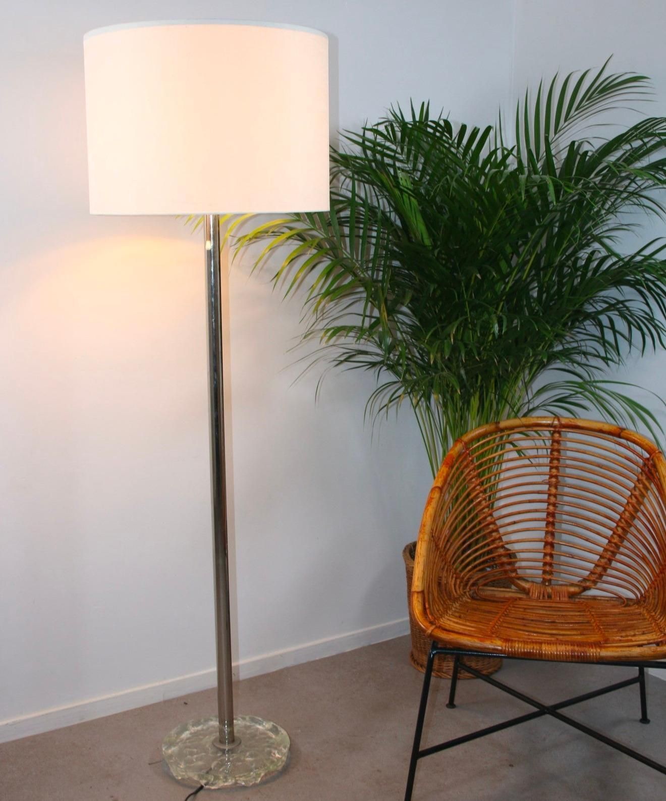 Large Floor Lamp With Chrome Stem And 3 Light Fittings In The Shade By Temde photo vinterior