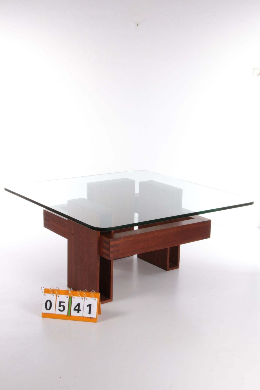 French Brutalist Design Coffee Table Of Teak With Glass Top, 1970 photo Furniture