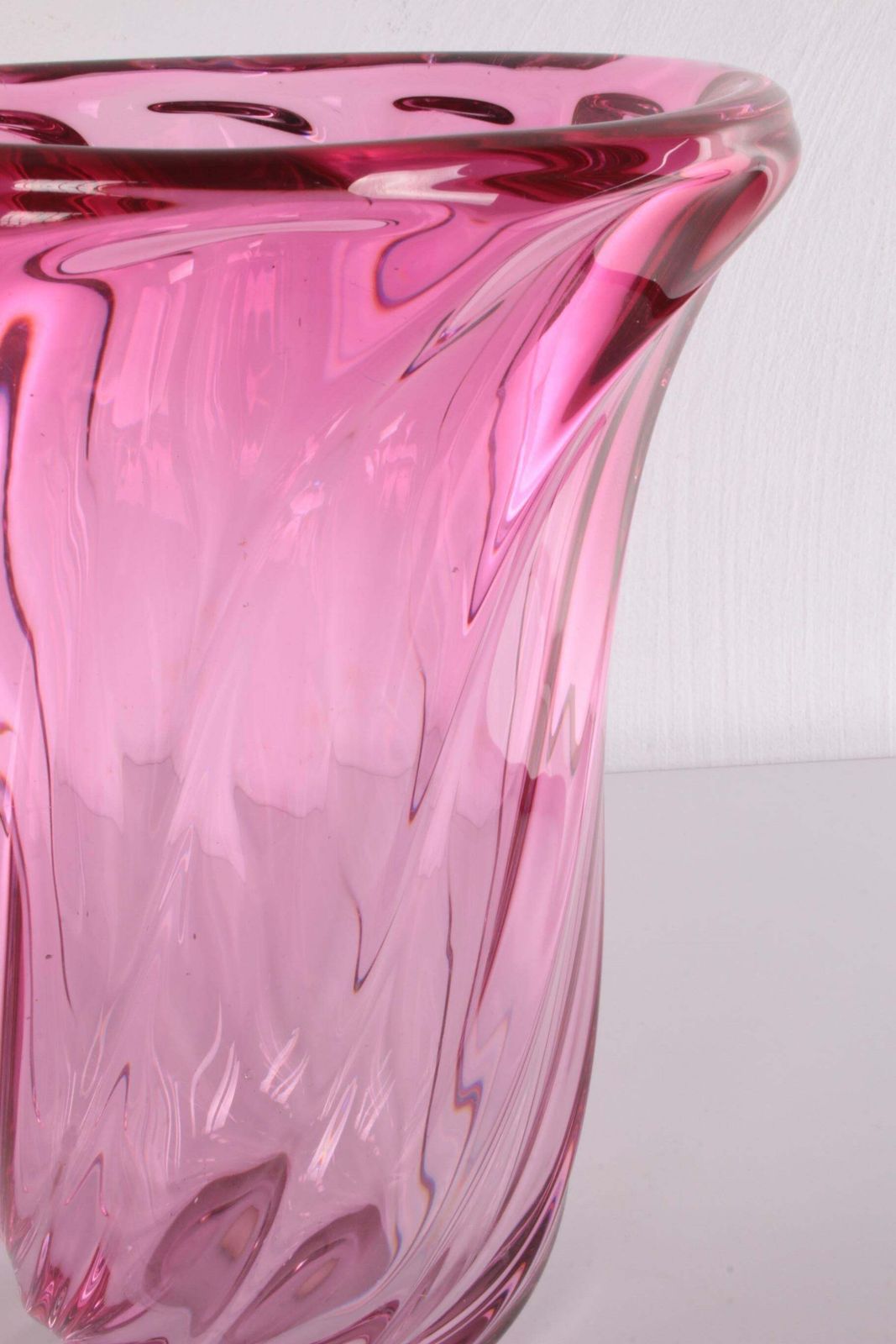 Large Vintage Val St. Lambert Crystal Vase Cranberry photo vinterior