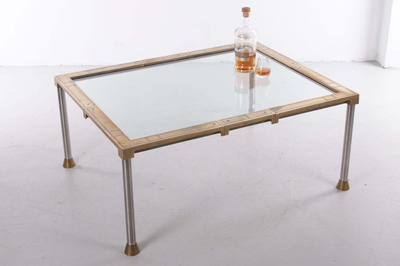 Very Rare Peter Ghyczy Brass And Glass Coffee Or Salon Table Rare Model 1970 photo furniture