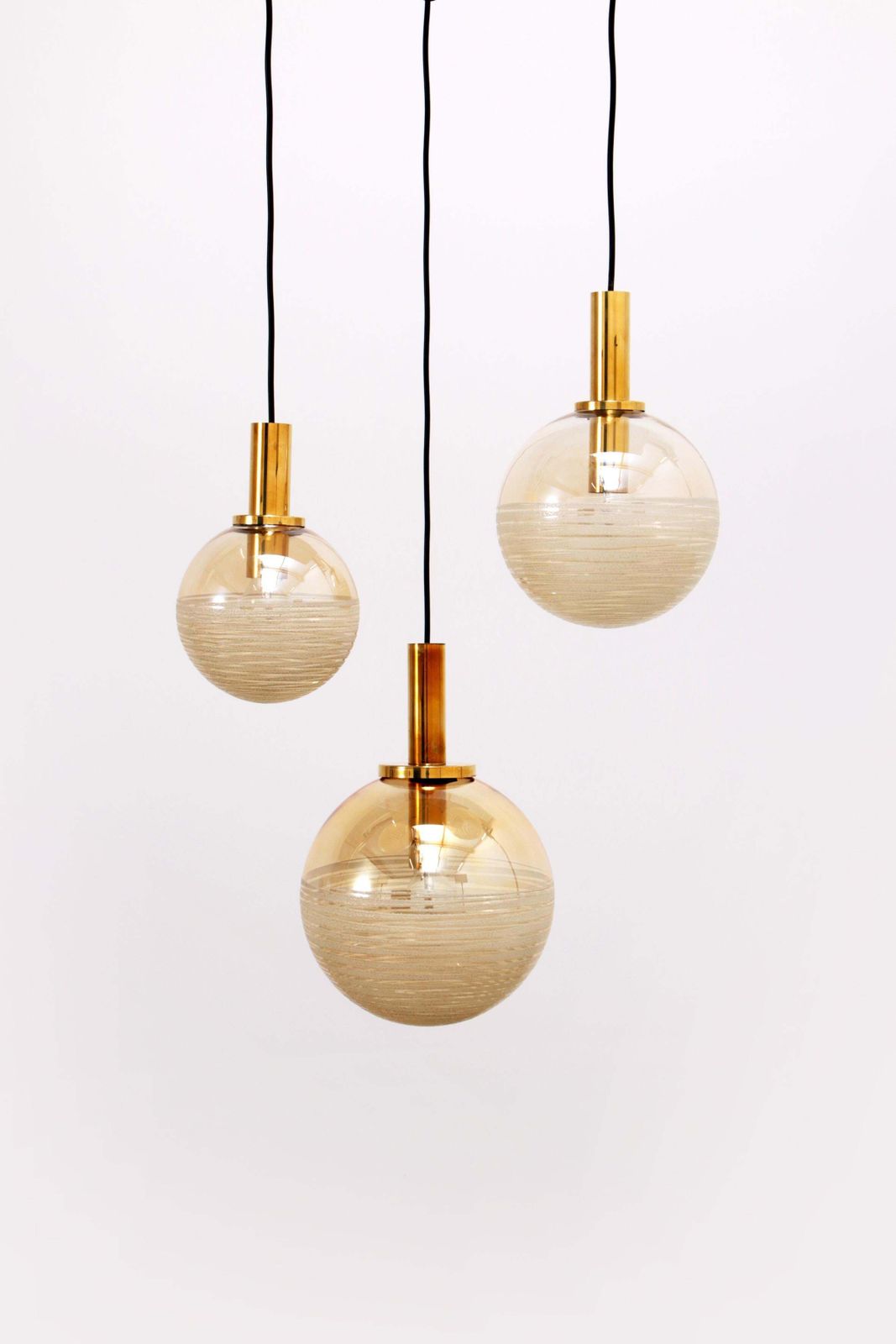 Vintage Set Of Three Glashutte Limburg Hanging Lamps, 1960s Germany. photo furniture