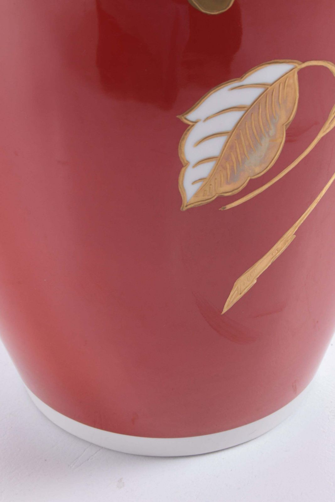 photo for sale Very Large Red Porcelain Vase With Golden Flowers Veb Wallendorfer 1960