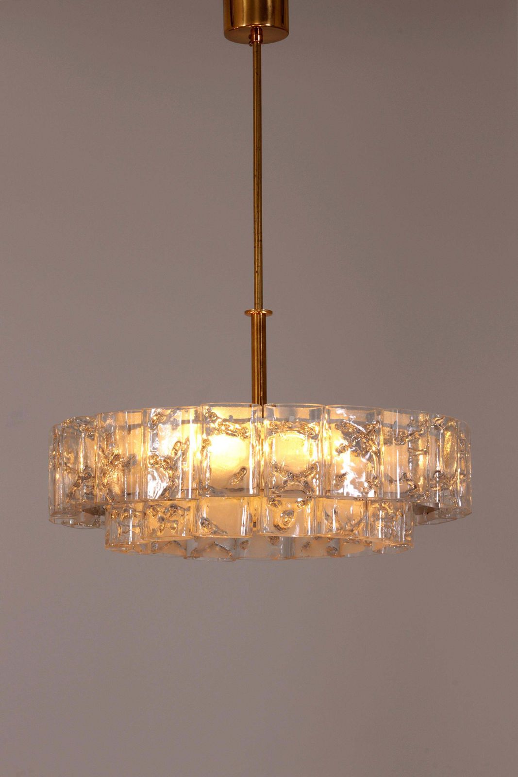photo for sale Doria Leuchten Mid Century Brass & Crystal Chandelier 1960 Set Off 2 Pice