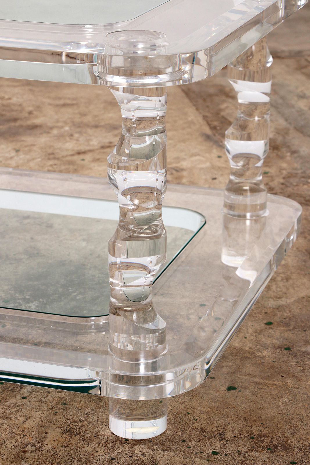 French Coffee Table Lucite And Glass Maison Romeo, 1970s photo for sale
