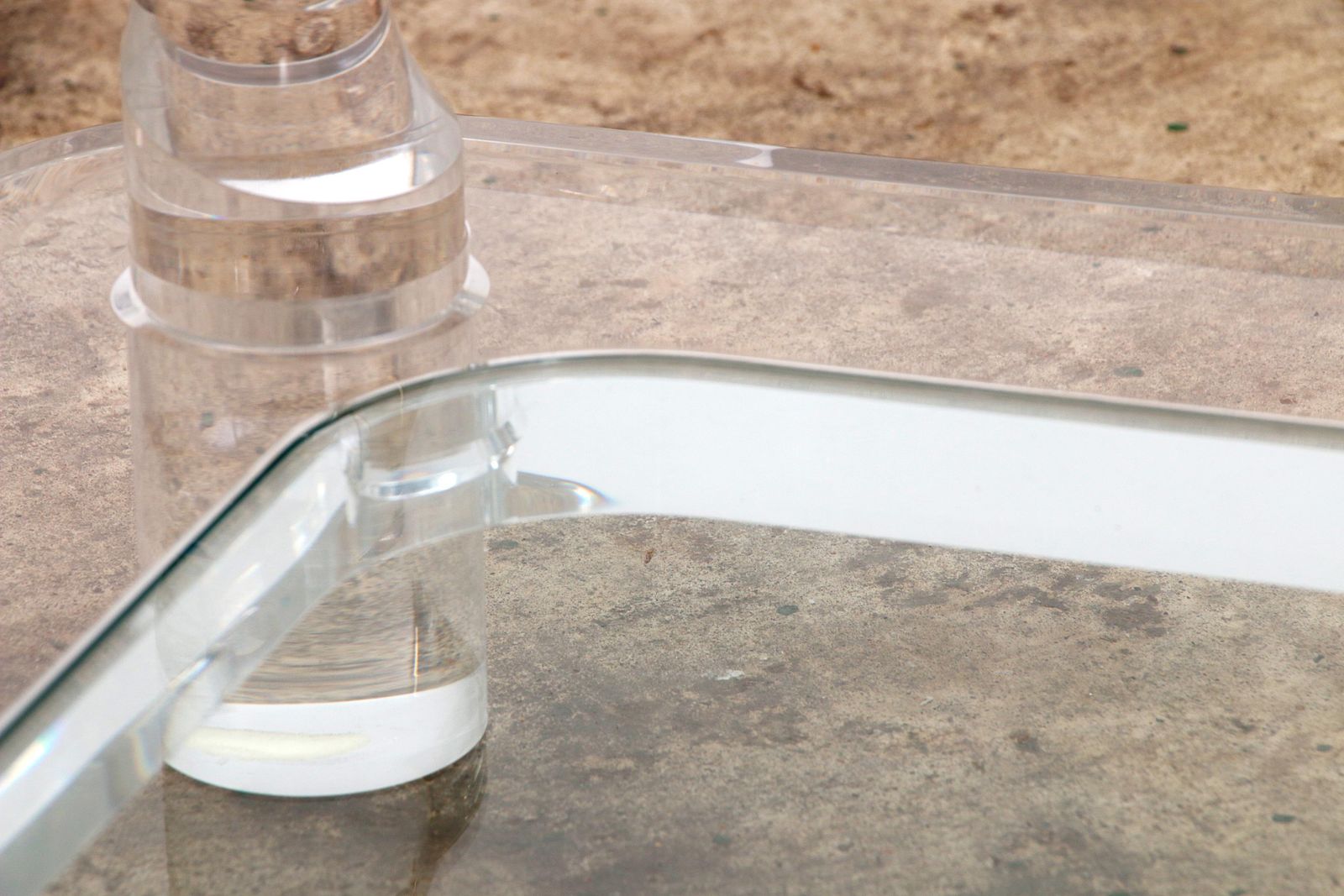 French Coffee Table Lucite And Glass Maison Romeo, 1970s photo vintage