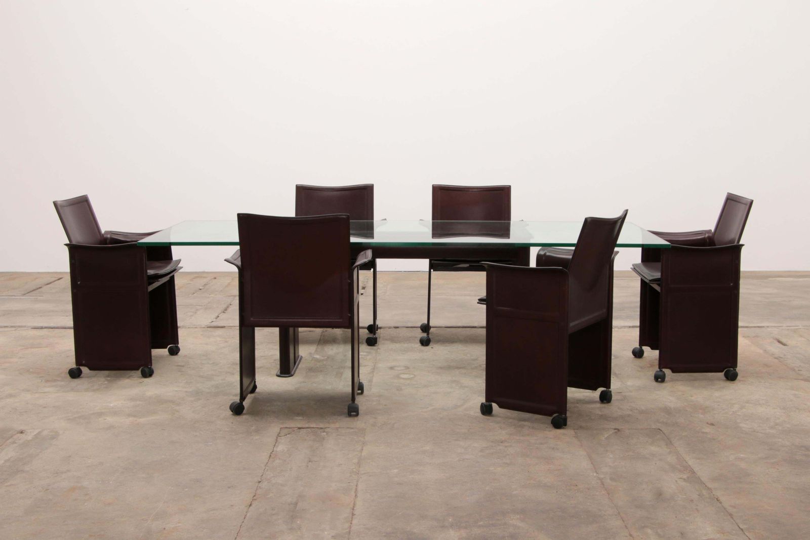 Tito Agnoli For Matteo Grassi Leather Dining Table And Six Chairs photo Furniture