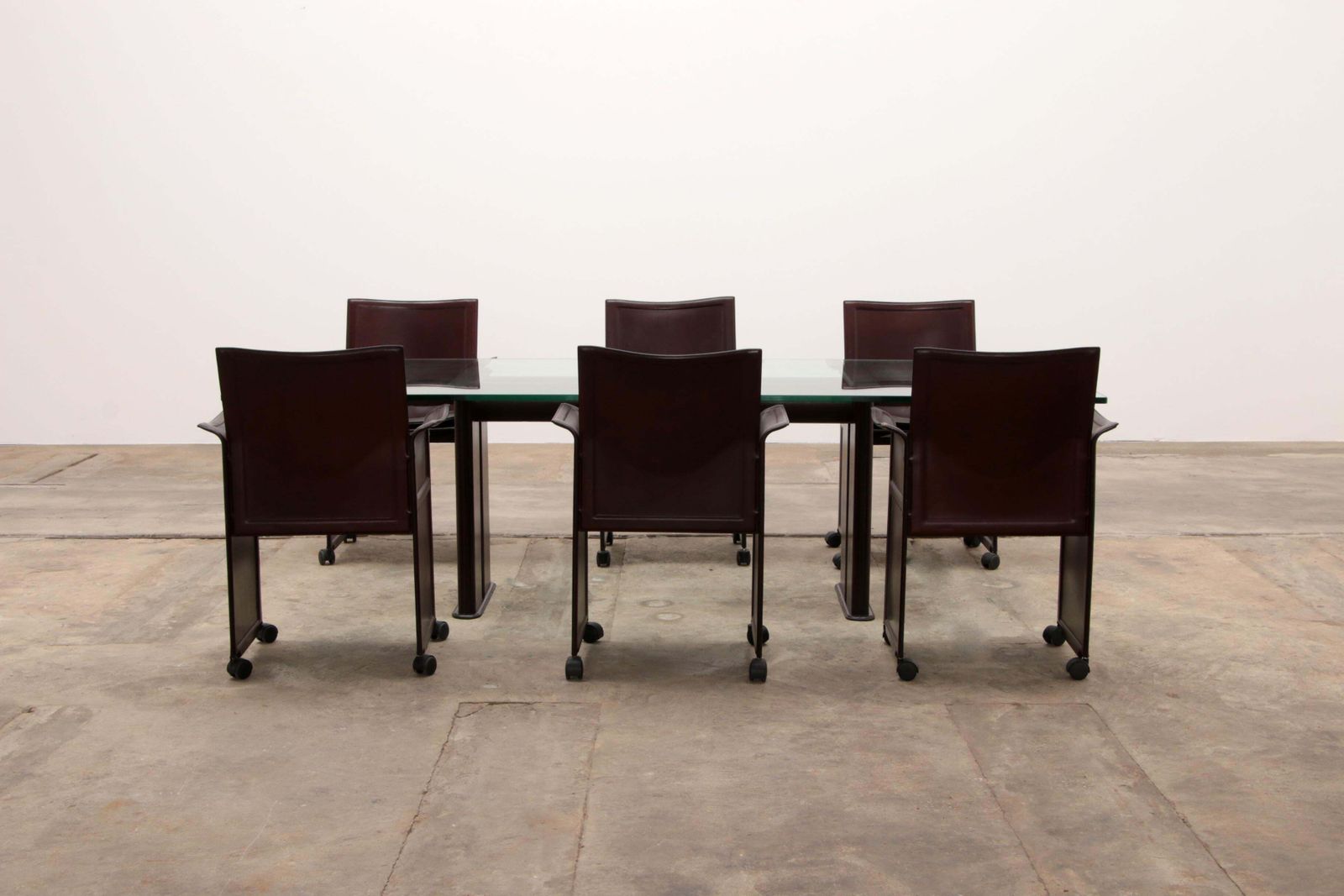 Tito Agnoli For Matteo Grassi Leather Dining Table And Six Chairs photo 5559.0