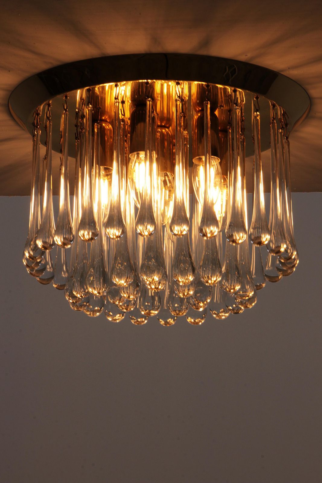 Set Of Two J.T. Kalmar Murano Raindrop Hanging Lamps, 1970 Austria photo buy