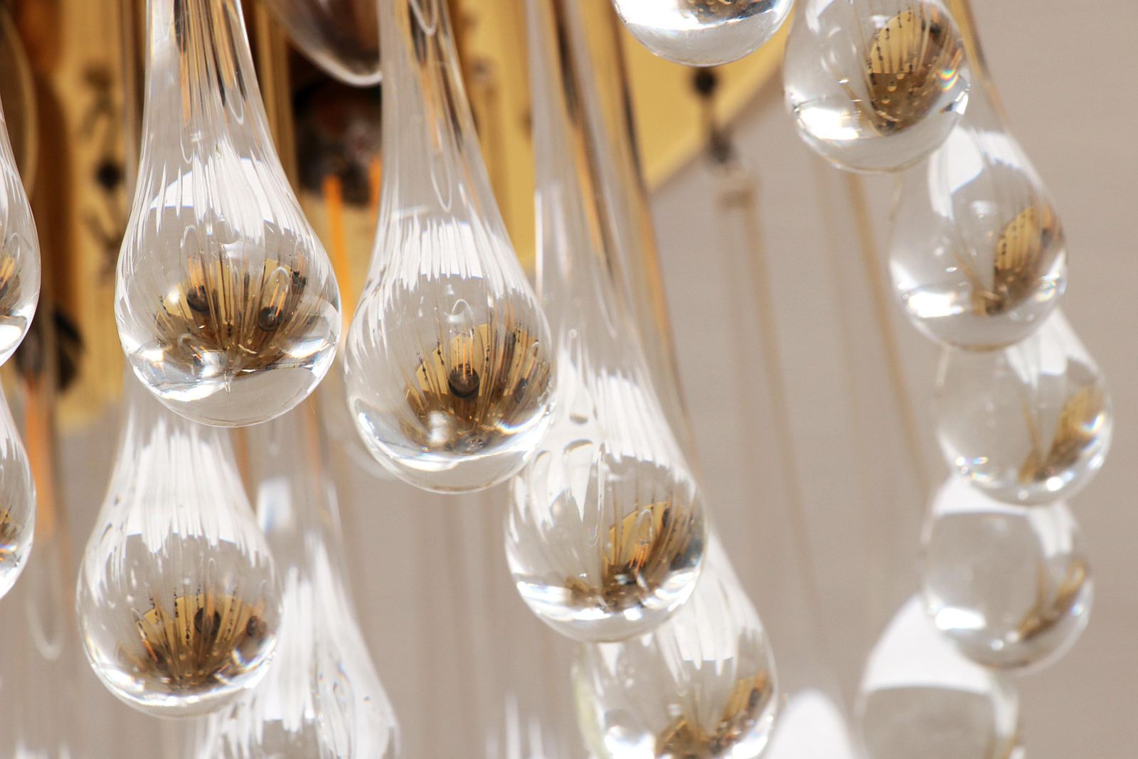 photo for sale Set Of Two J.T. Kalmar Murano Raindrop Hanging Lamps, 1970 Austria