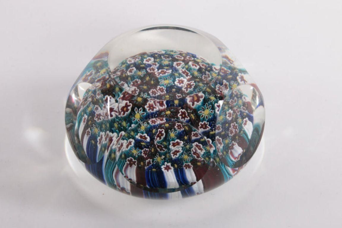 Mille Fleur Murano Paper Weight With Beautiful Flowers photo for sale