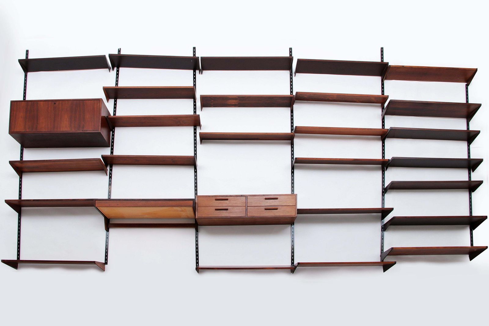 Modular Dark Wooden Wall System From Kai Kristiansen   Fm Møbler photo for sale