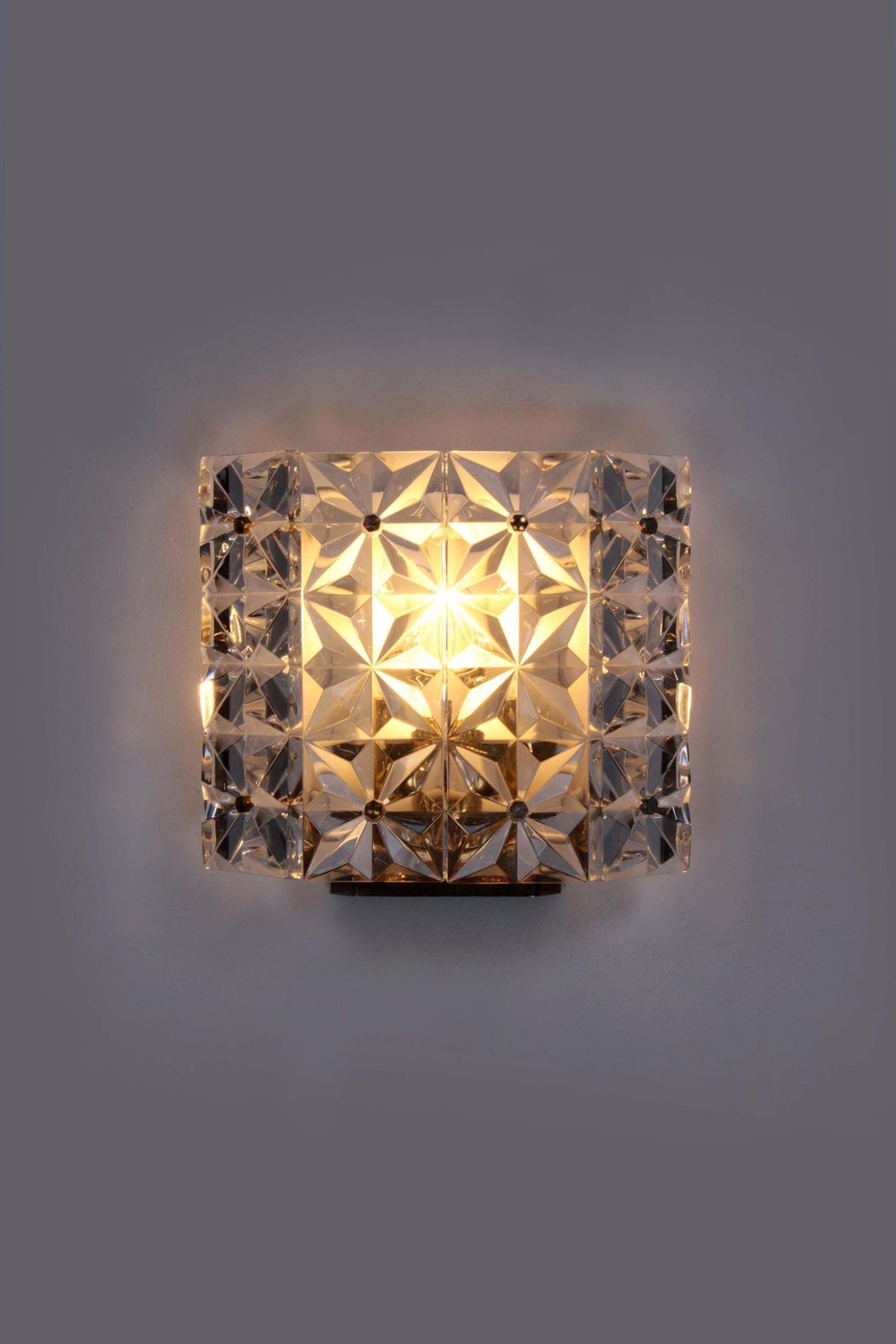 Lighting Original 1960s Kinkeldey Crystal Glass Brass Wall Lamp photo