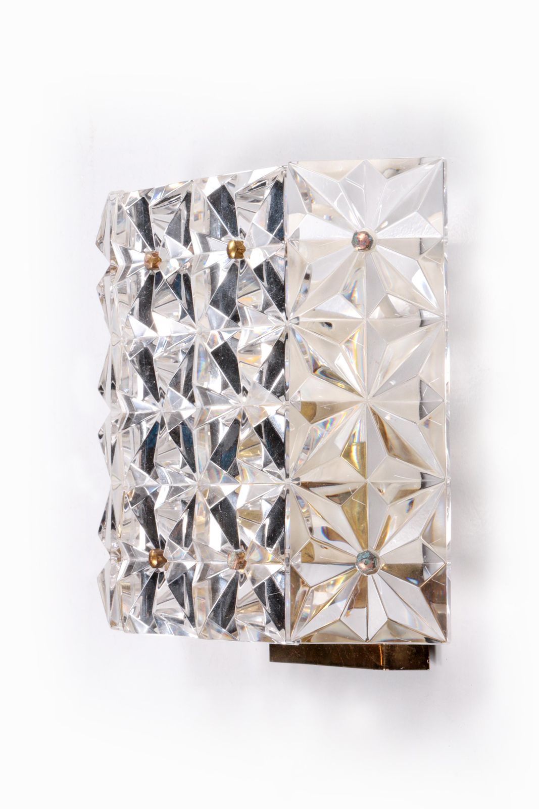 photo vinterior Original 1960s Kinkeldey Crystal Glass Brass Wall Lamp