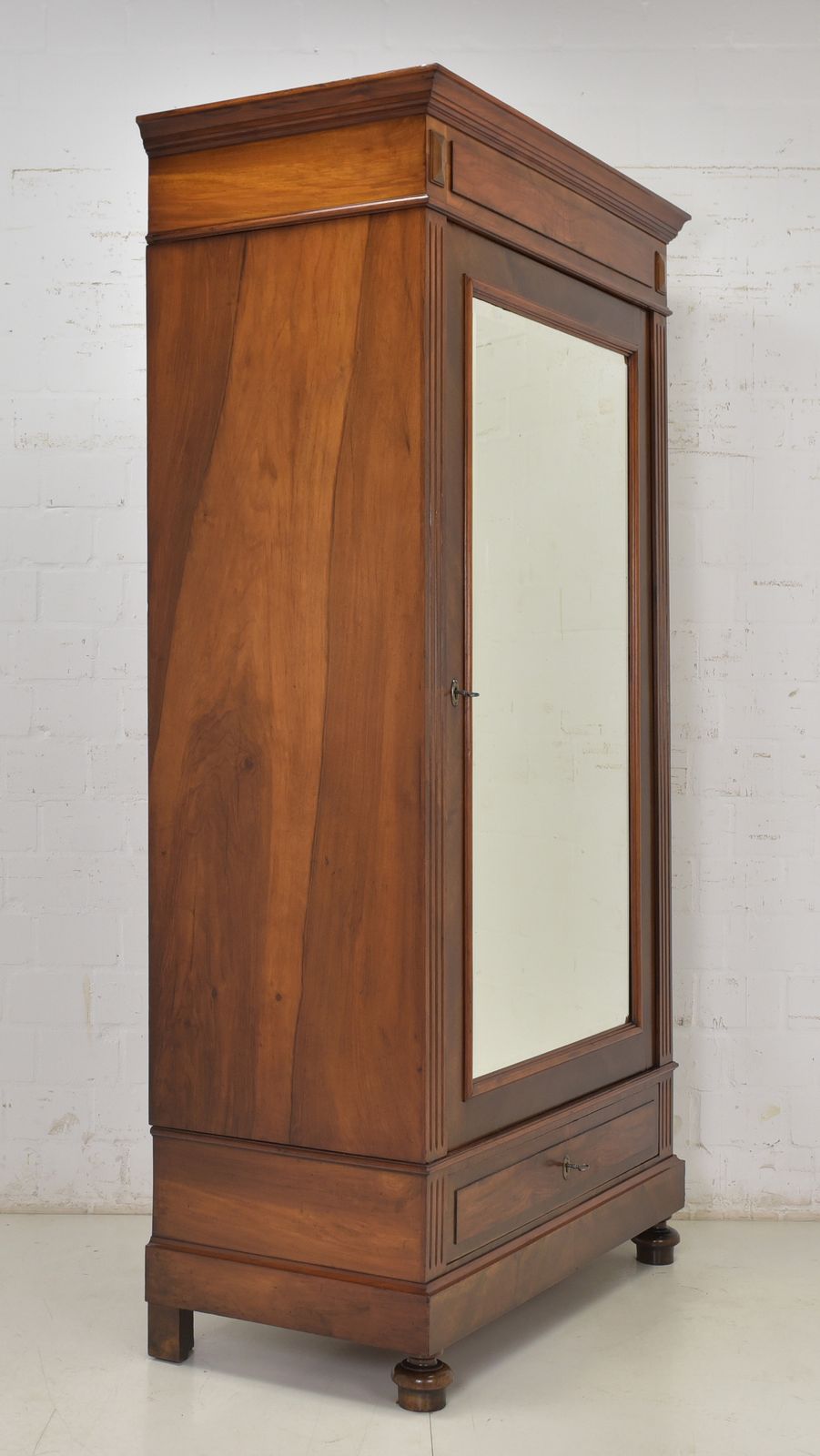 Furniture Antique! One Door Wardrobe Restored Wilhelminian Style Walnut Hall Cupboard photo