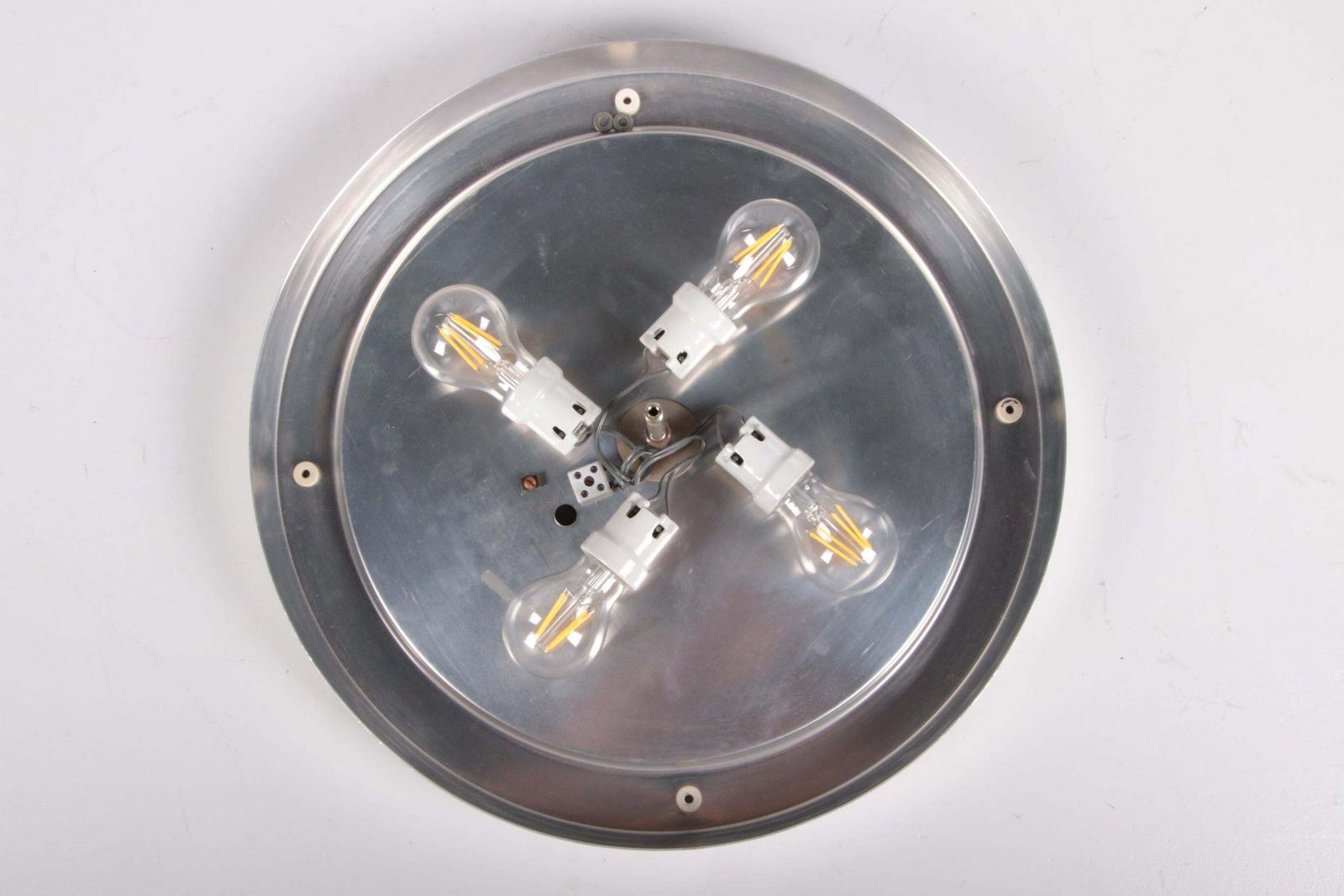 photo for sale Vintage Ceiling Lamp With Chrome And Murano Glass, 1960s