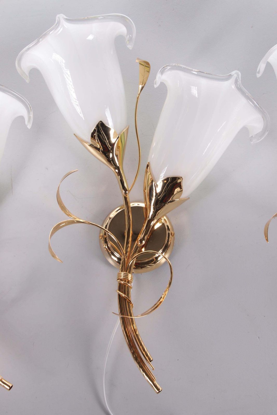 Tulip Glass Wall Lamps Italian Design 24 Ct Gold Plate  1970 photo Lighting