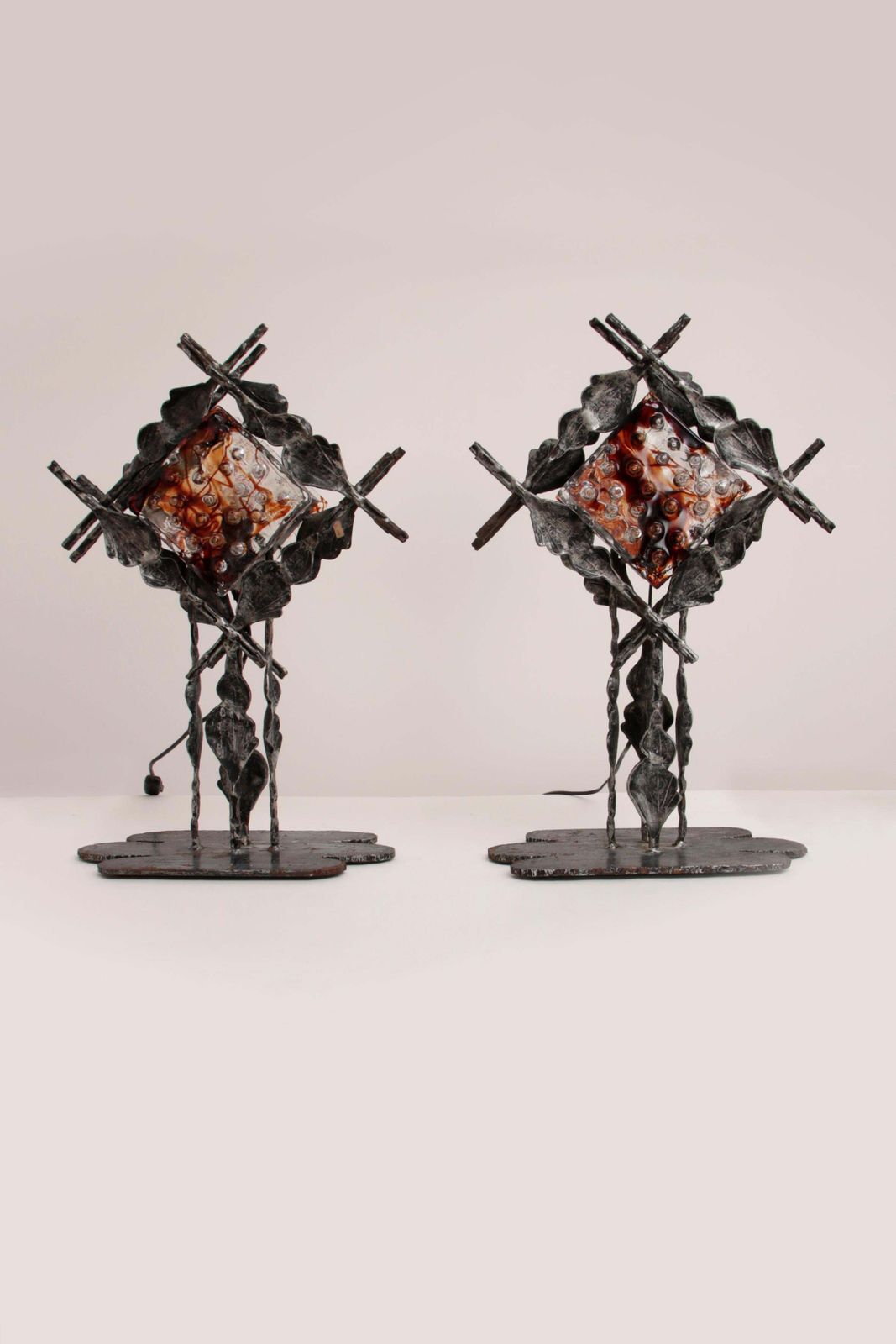 Italian Design Brutalist Table Lamps From Poliarte, Albano Poli, 1970s photo Lighting