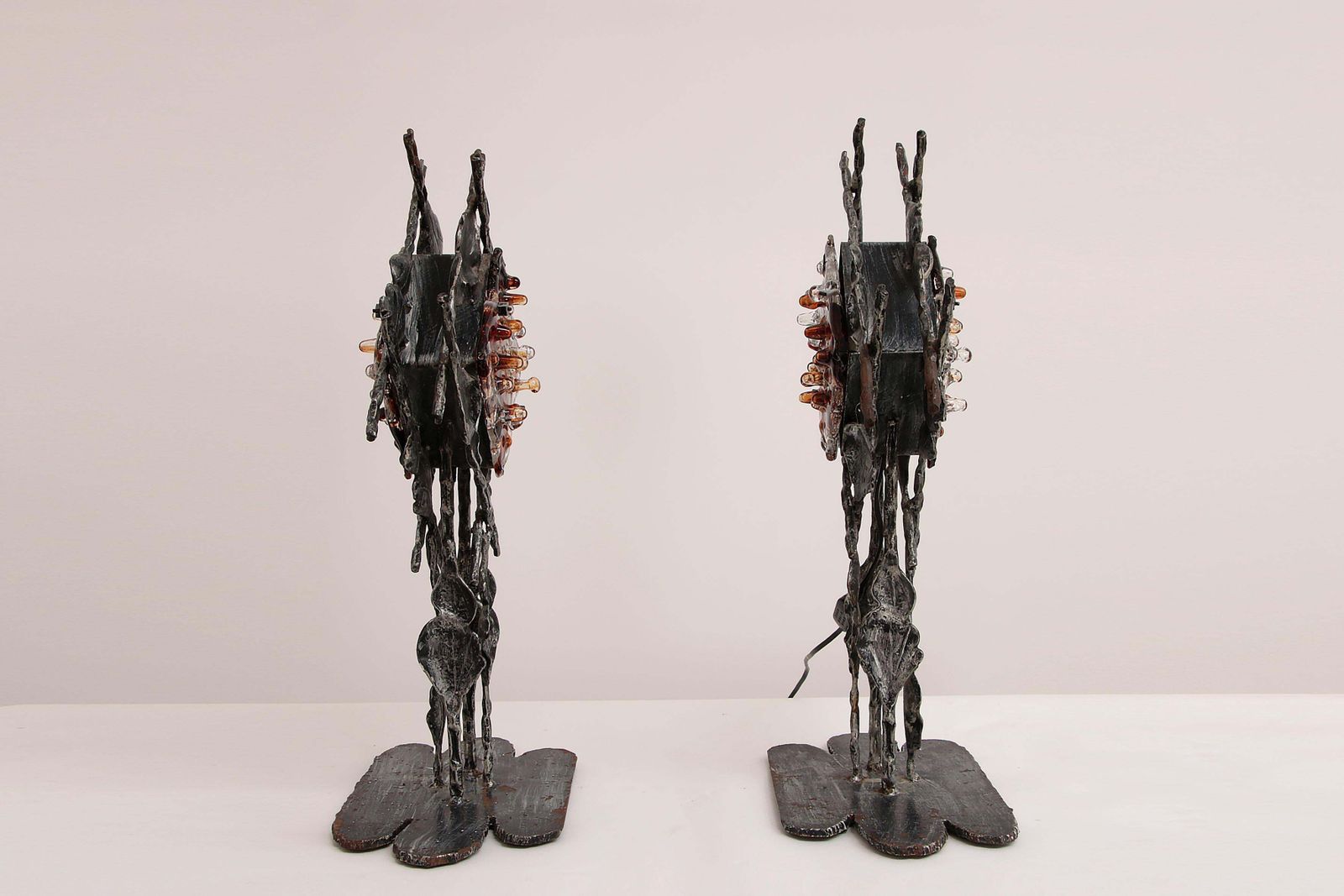 photo vintage Italian Design Brutalist Table Lamps From Poliarte, Albano Poli, 1970s
