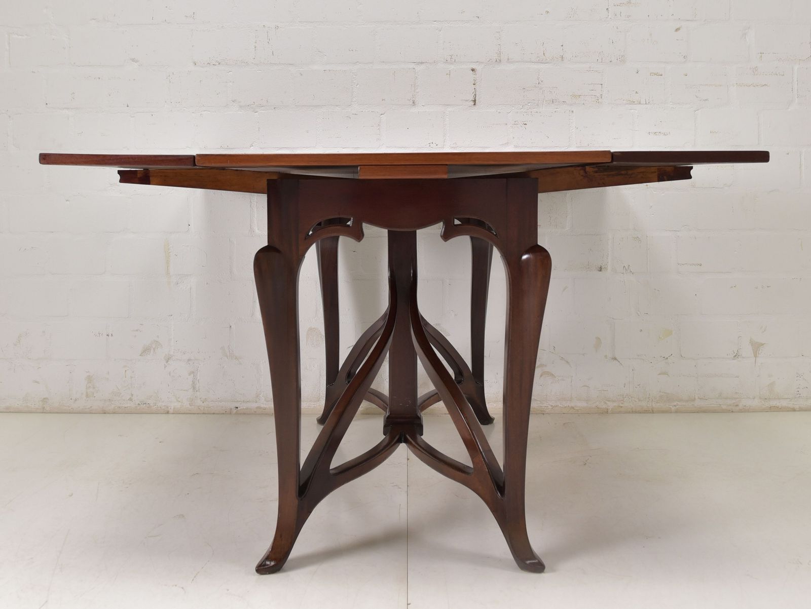 Antique! Dining Table Restored Art Nouveau Mahogany Narrow Extendable photo vinterior