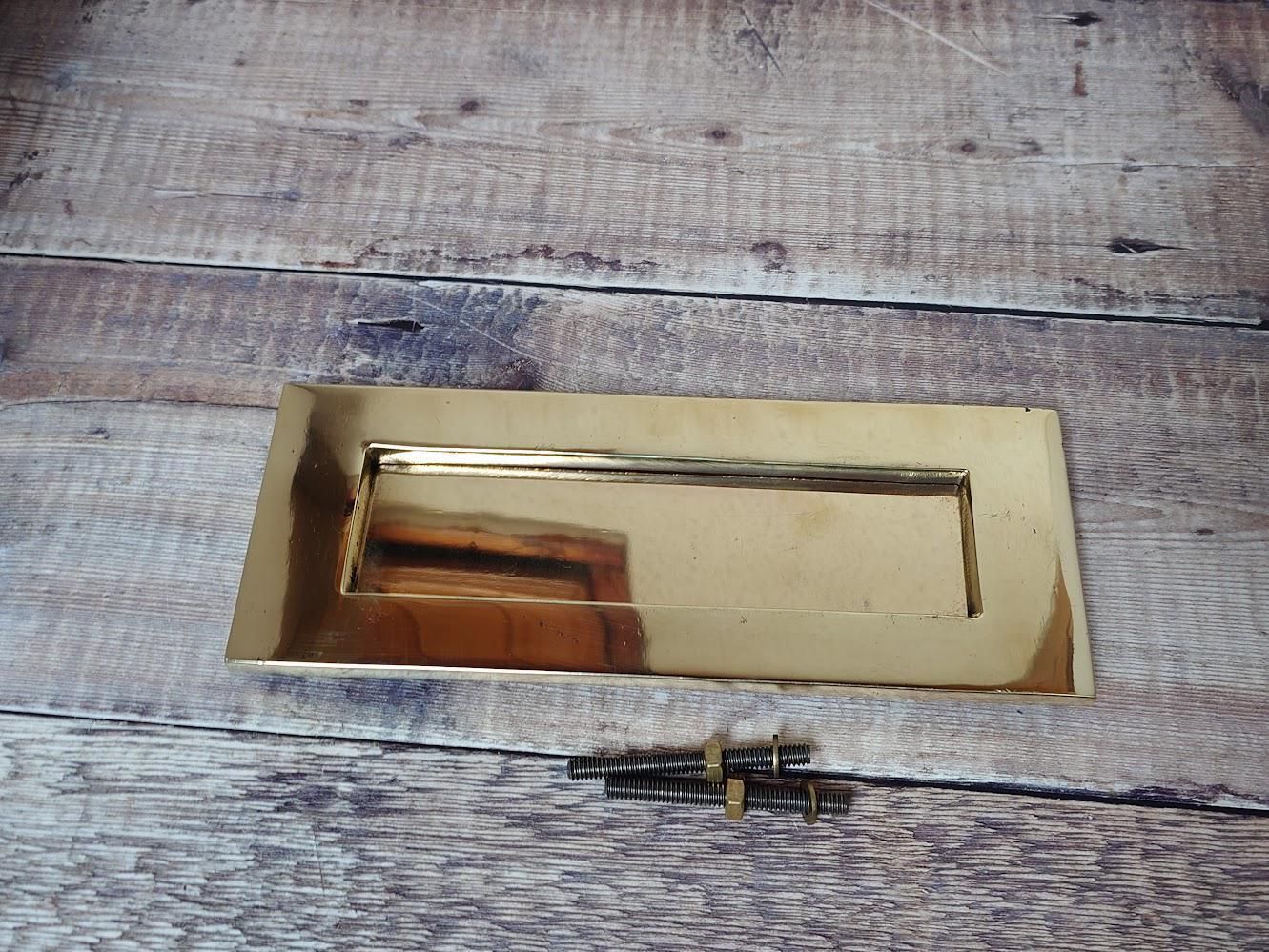 Polished Brass Door Letter Plate, Heavy Brass Mail Box Slot