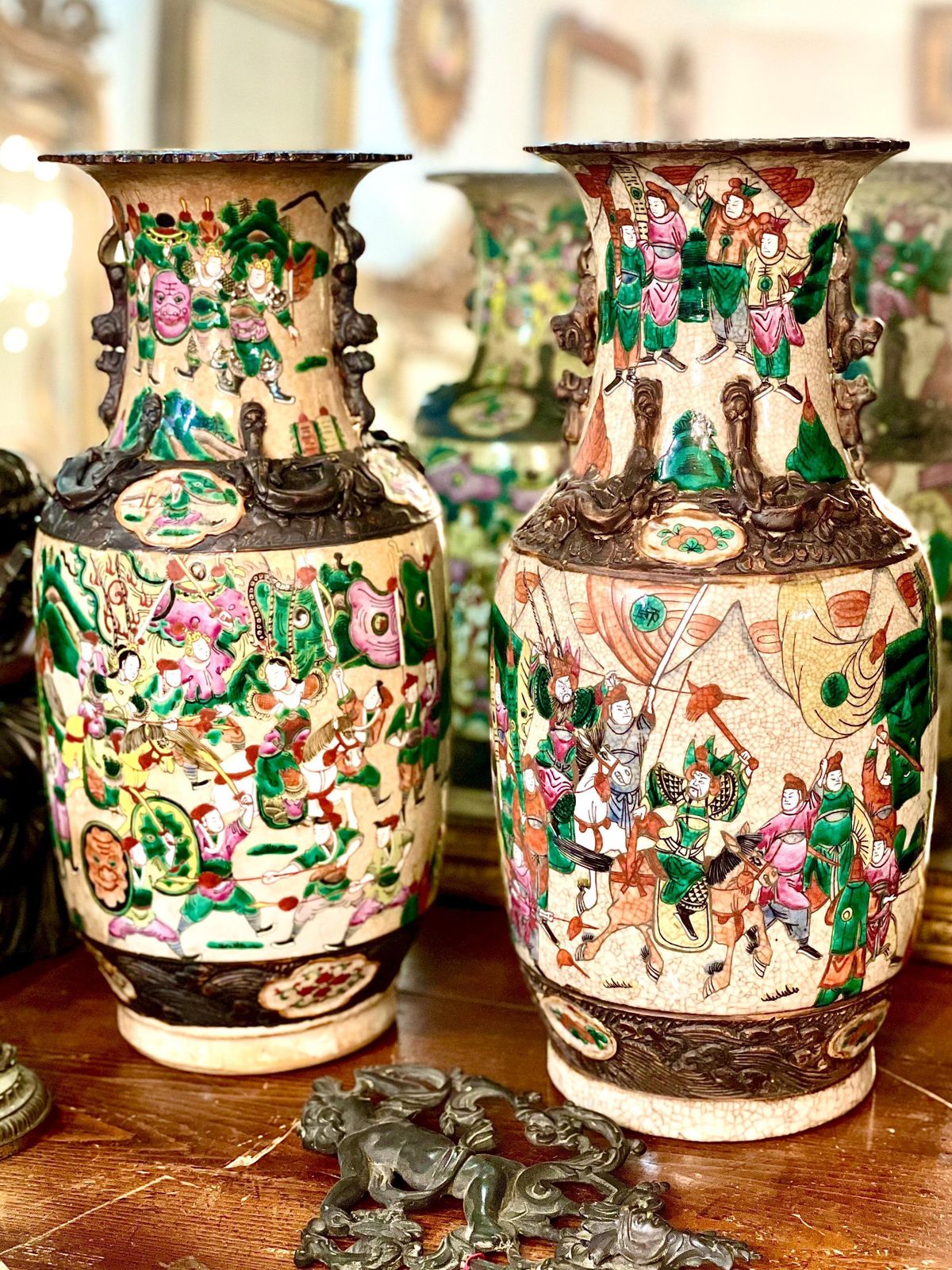 Pair Of Chinese Baluster Vases In Nanjing Crackle Glaze photo buy