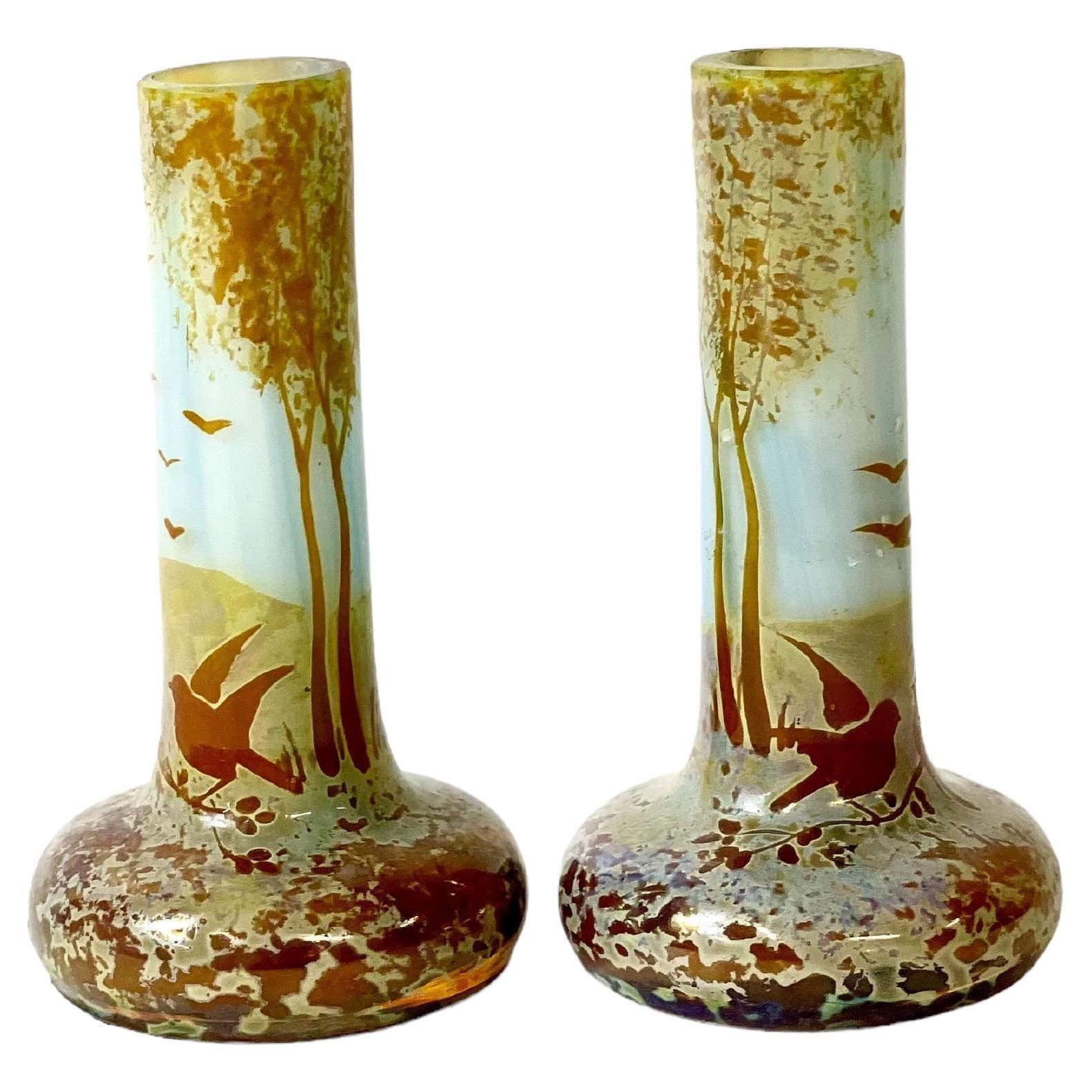 Pair Of Miniatures Soliflores, Or Stem Vases