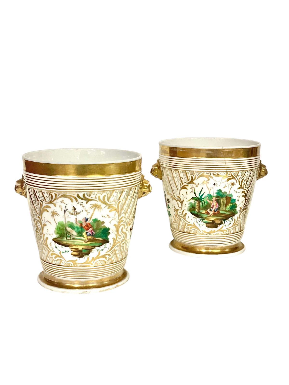 photo furniture Pair Of 19th Century Paris Porcelain Cachepots
